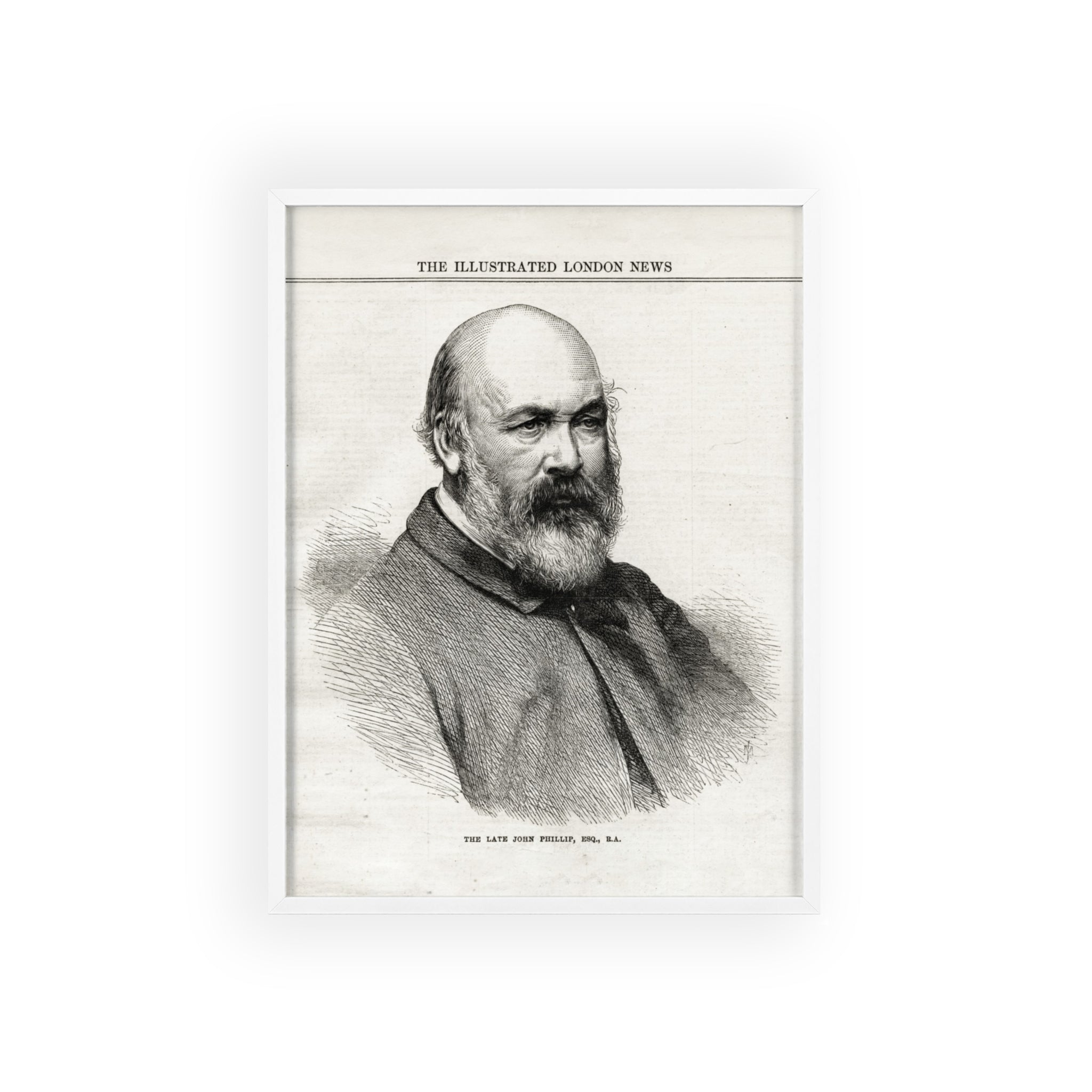 The Late John Phillip, Esq. Framed Vintage Portrait Print — Illustrated London News Gentleman Poster