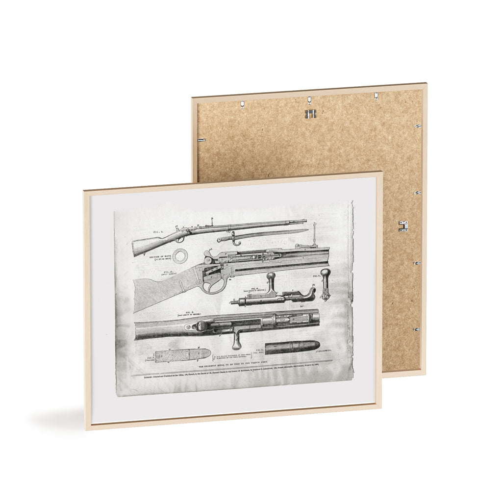 Antique Rifle Patent Poster — Framed Vintage Firearm Print