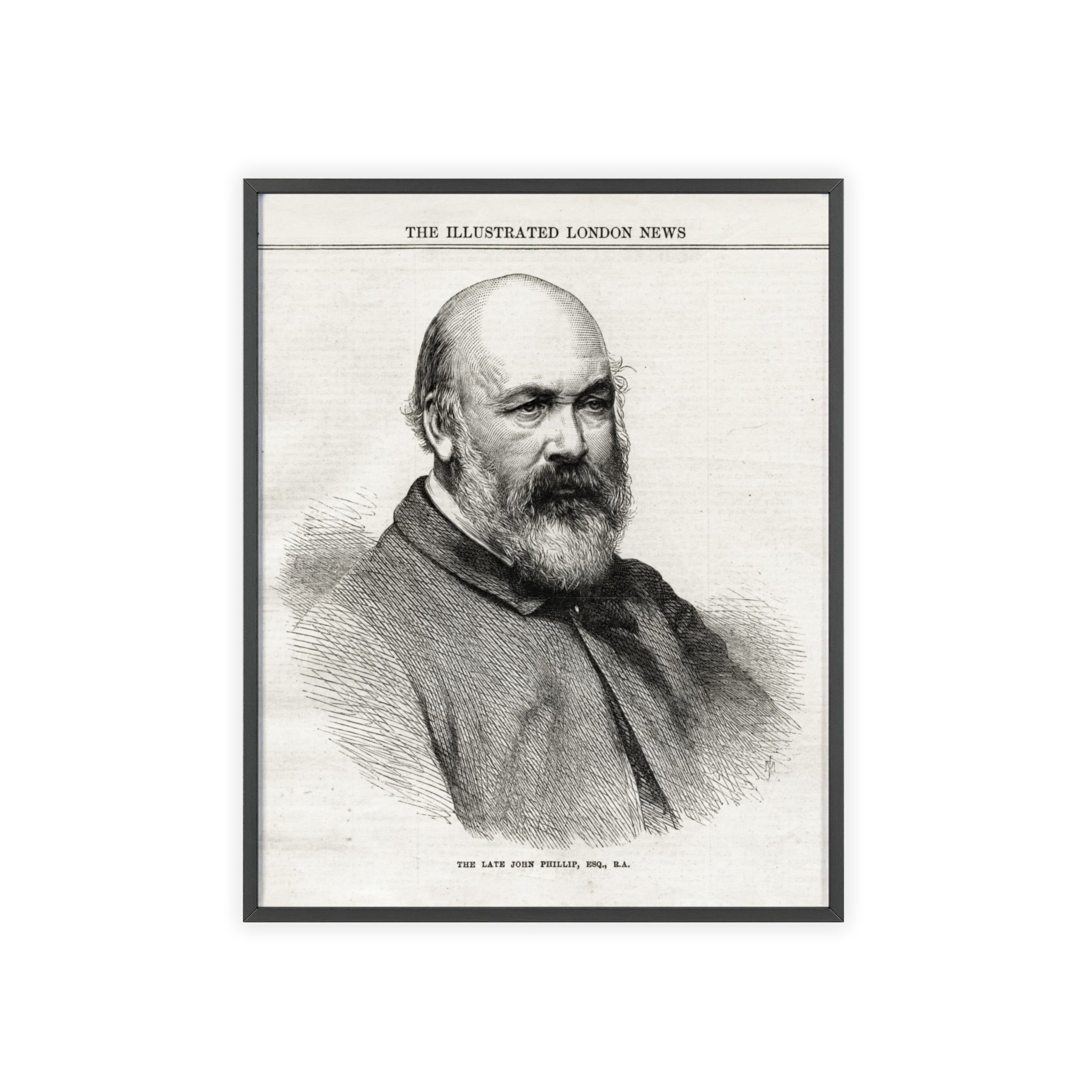 The Late John Phillip, Esq. Framed Vintage Portrait Print — Illustrated London News Gentleman Poster