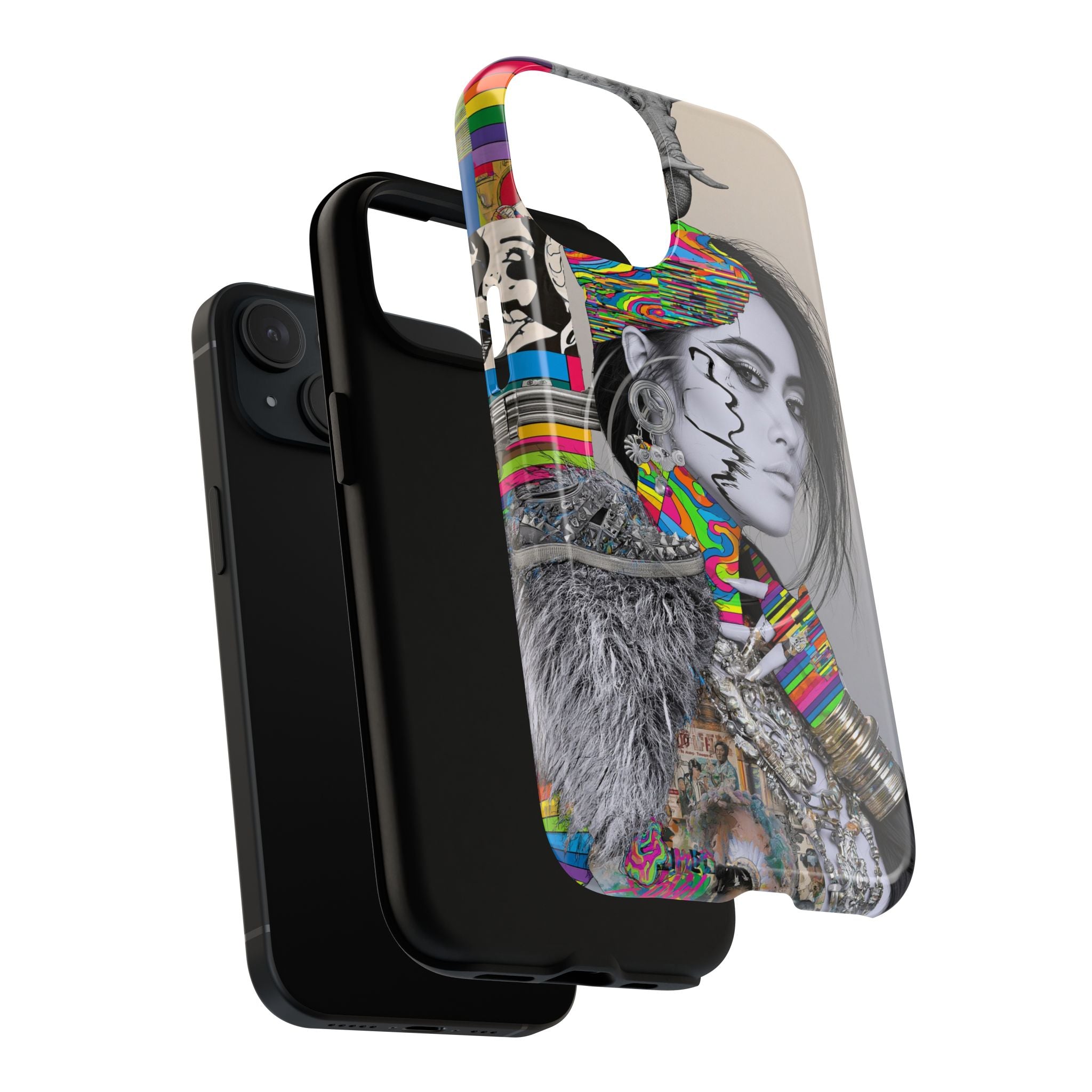 Phone Case - Colorful Glitch Portrait Tough Magnetic Case