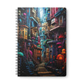 A5 Wirobound Notebook — Colorful Fantasy City Illustration, Lined Journal for Writers & Students