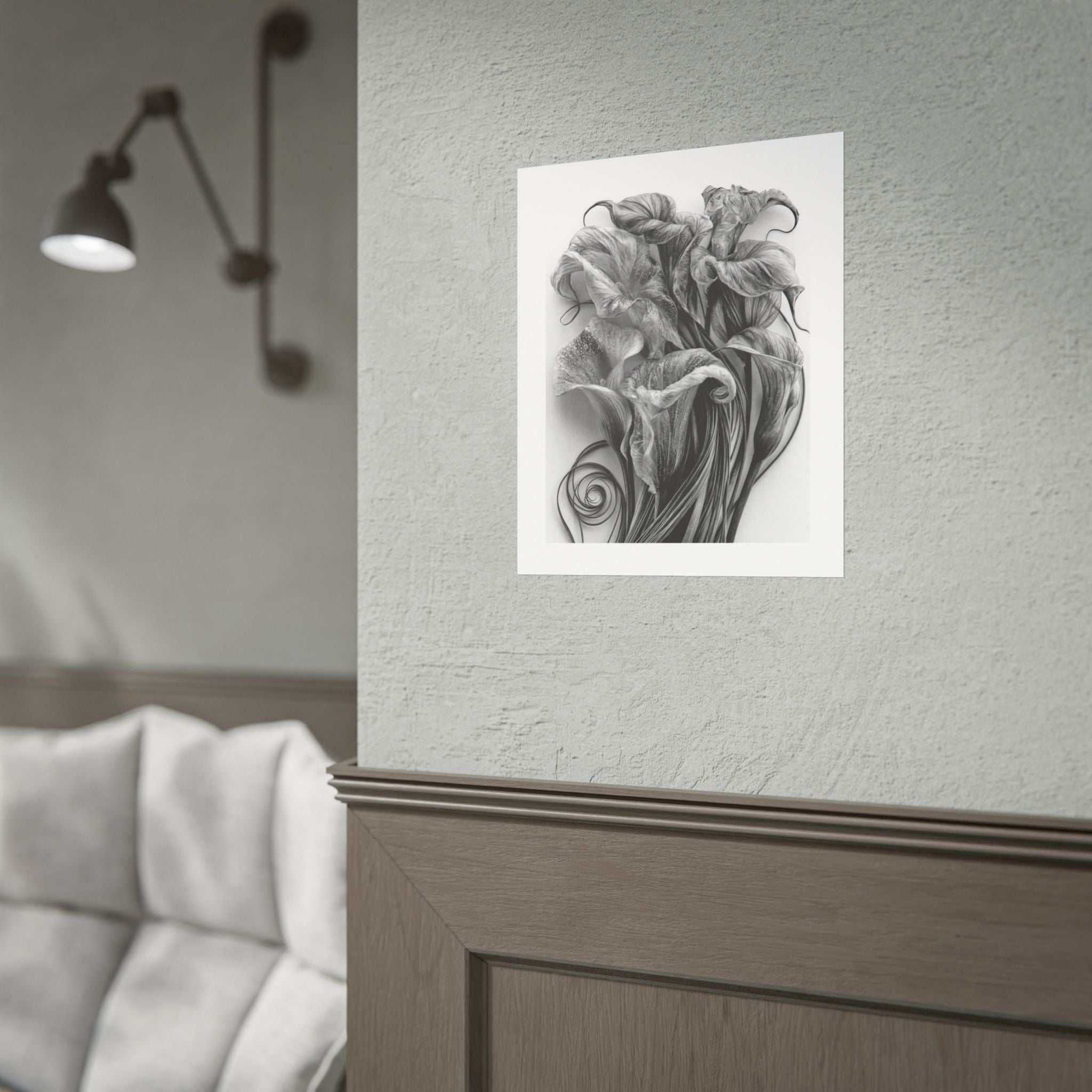 Rolled Poster — Black & White Floral Botanical Art Print