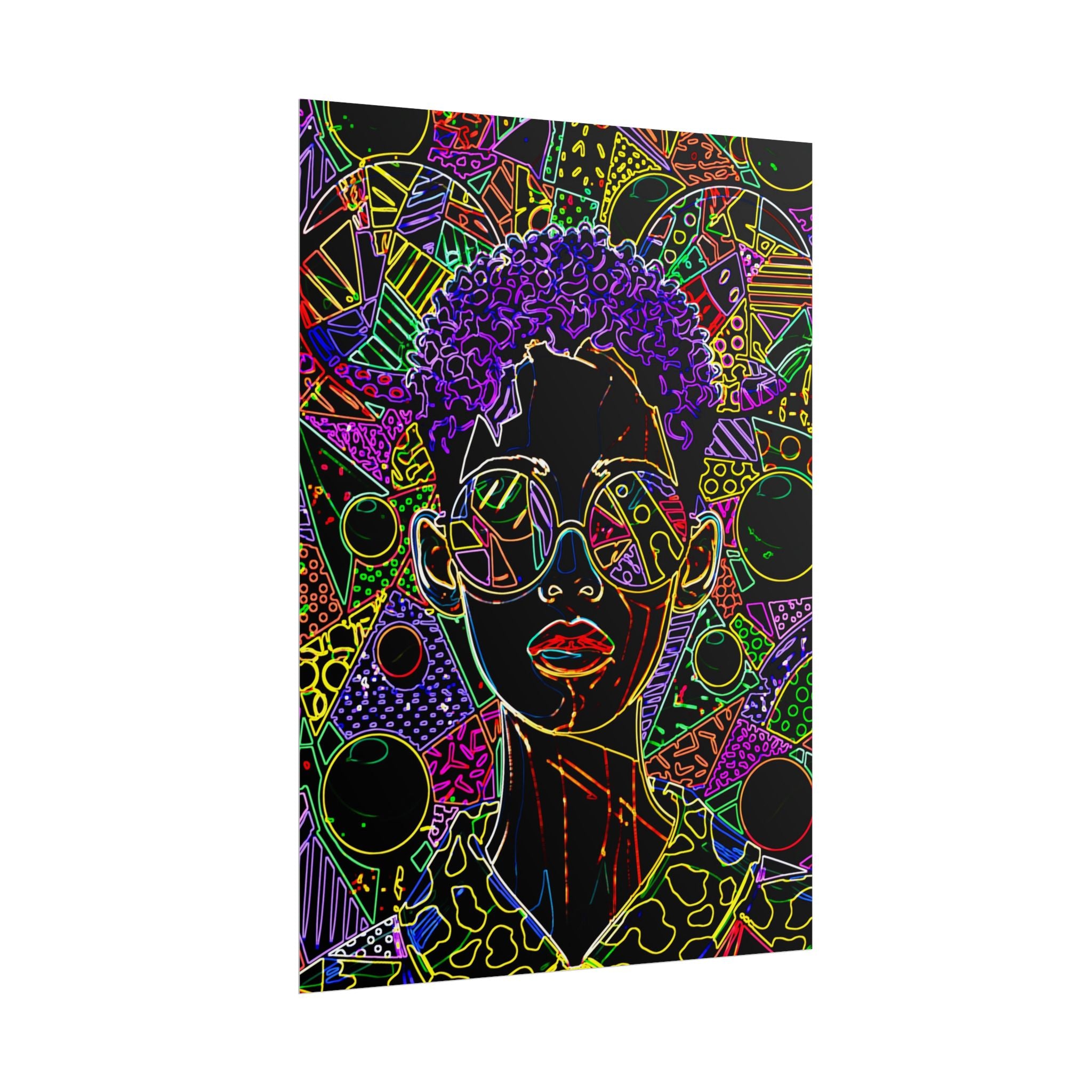 Afrofuturist Neon Portrait Poster