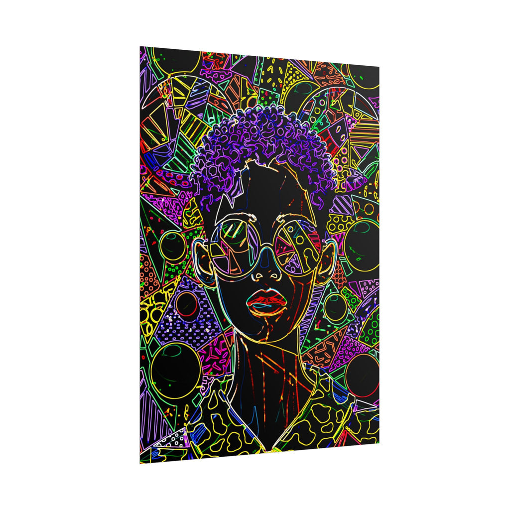 Afrofuturist Neon Portrait Poster