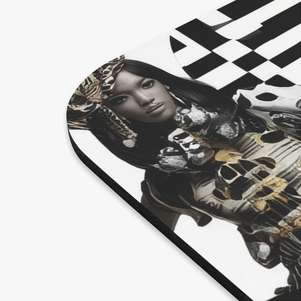 Retro Geometric Fashion Mouse Pad — Black & White Patterned Model Design