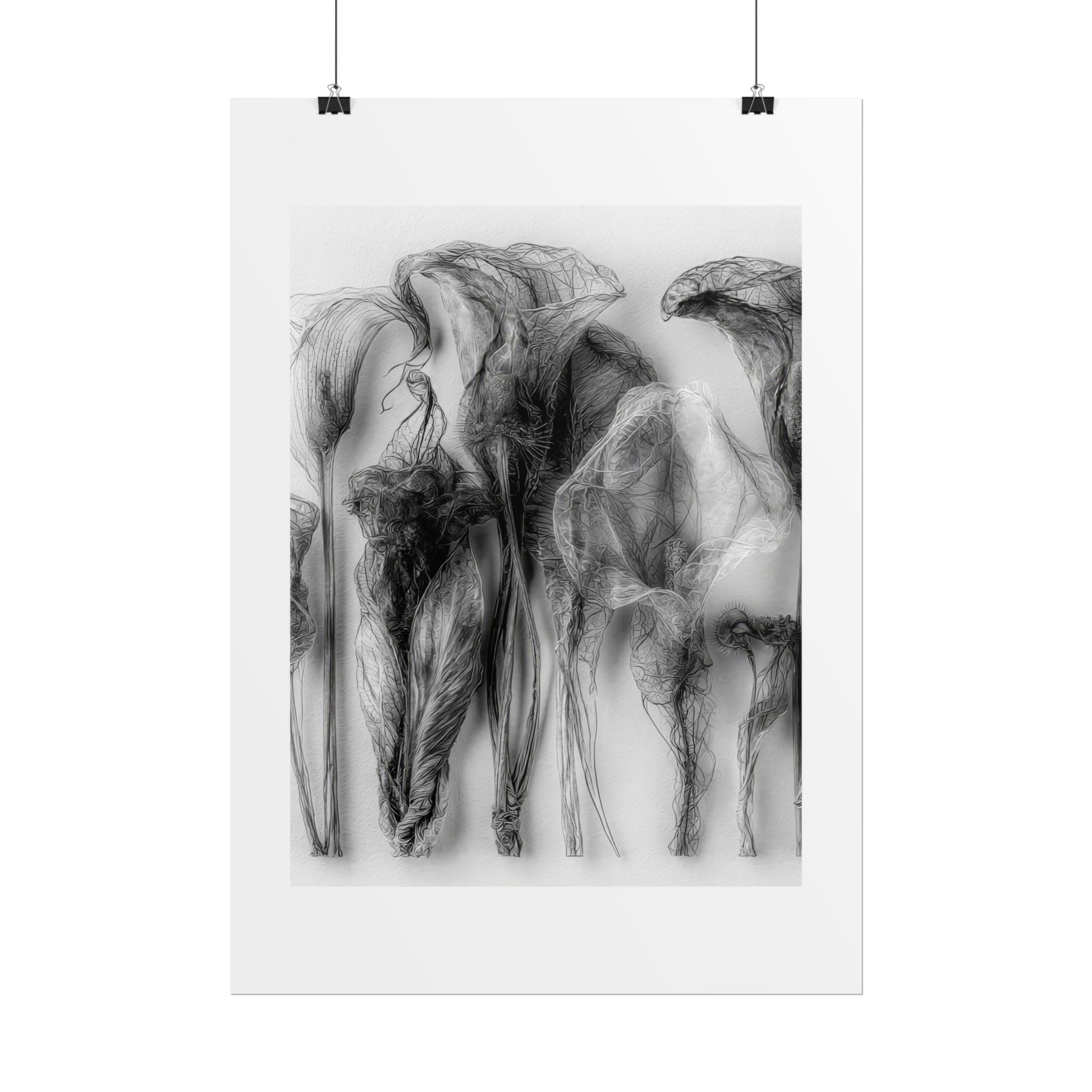 Abstract Smoke Floral Poster — Black & White Botanical Wall Art (Rolled Poster)