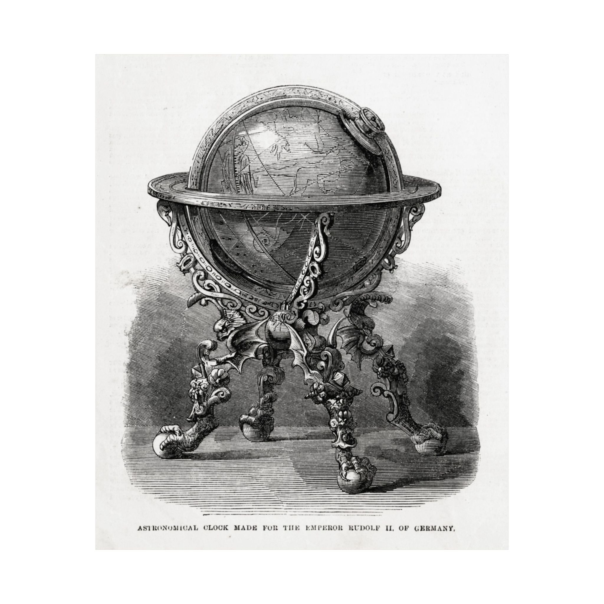 Antique Globe Illustration Matte Vertical Poster — Vintage Scientific Engraving Wall Art