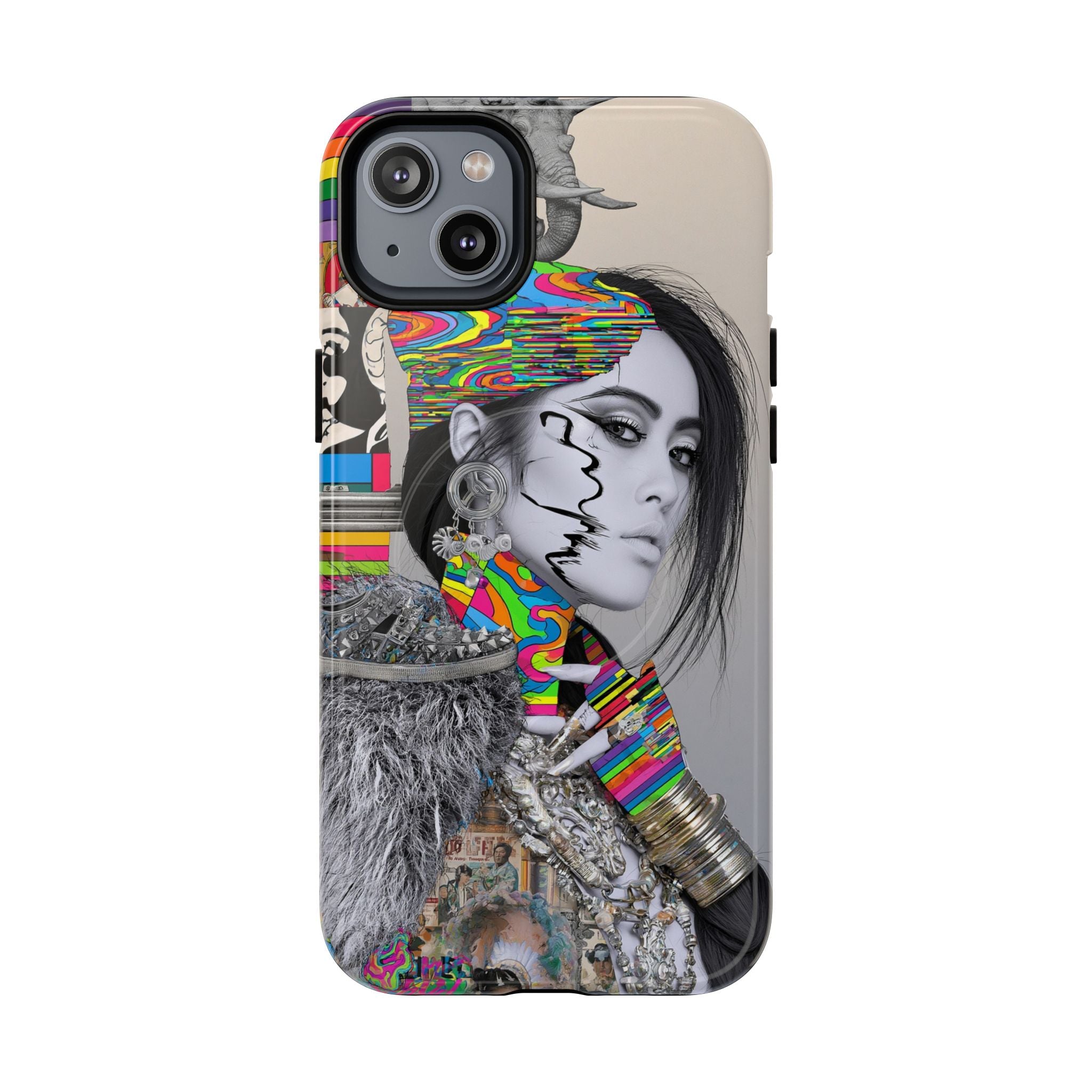 Phone Case - Colorful Glitch Portrait Tough Magnetic Case