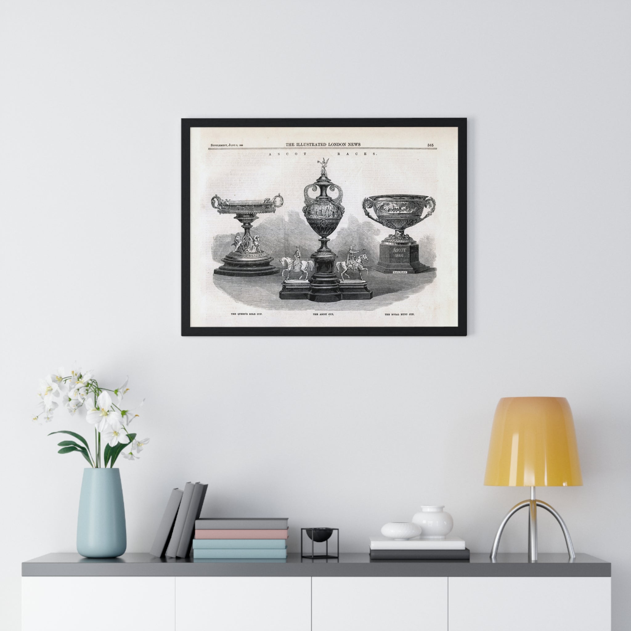 Framed Vintage Trophy Engraving Poster