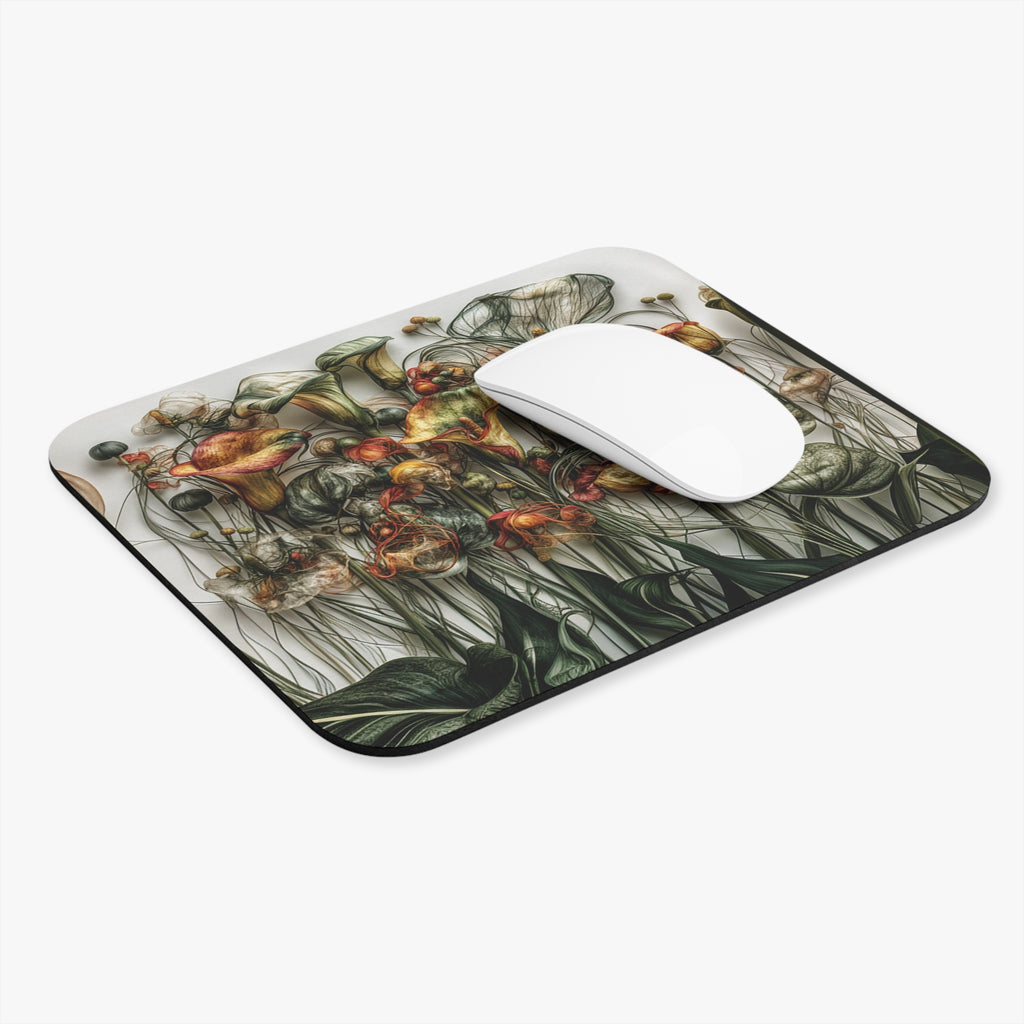 Floral Art Mouse Pad — Vintage Botanical Bloom Desk Mat