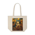 Autumn Cat Canvas Tote — Cozy Fall Cat Art Shopper