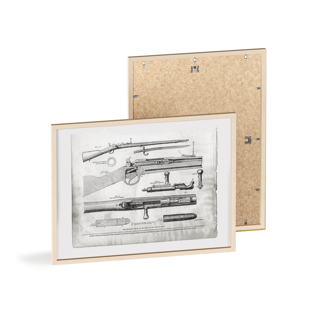 Antique Rifle Patent Poster — Framed Vintage Firearm Print