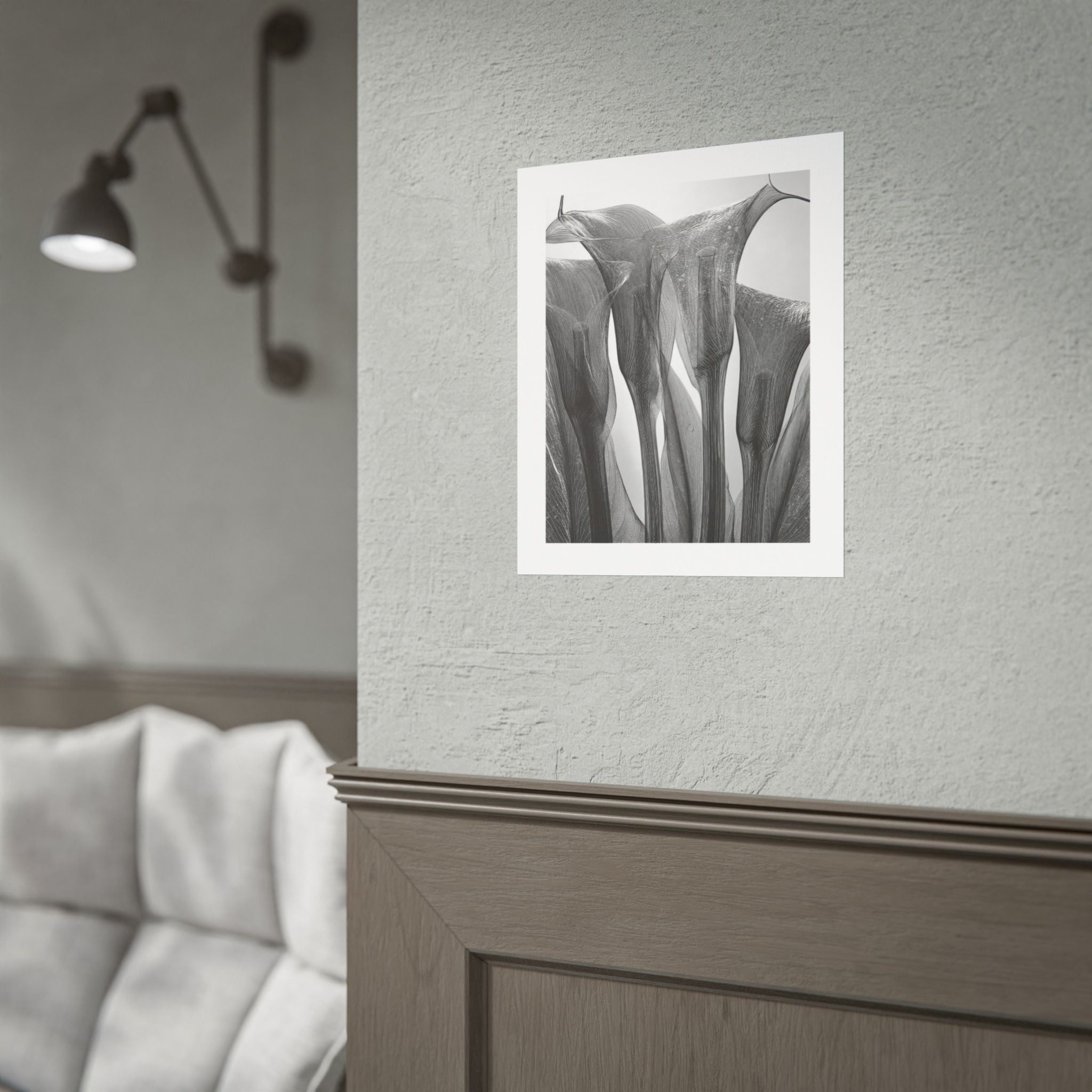 Abstract Botanical Poster — Black & White Calla Lily Photography (Rolled Poster)