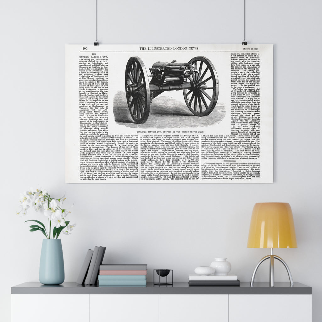 Vintage Cannon Illustration Poster — Antique Newspaper Print Wall Art