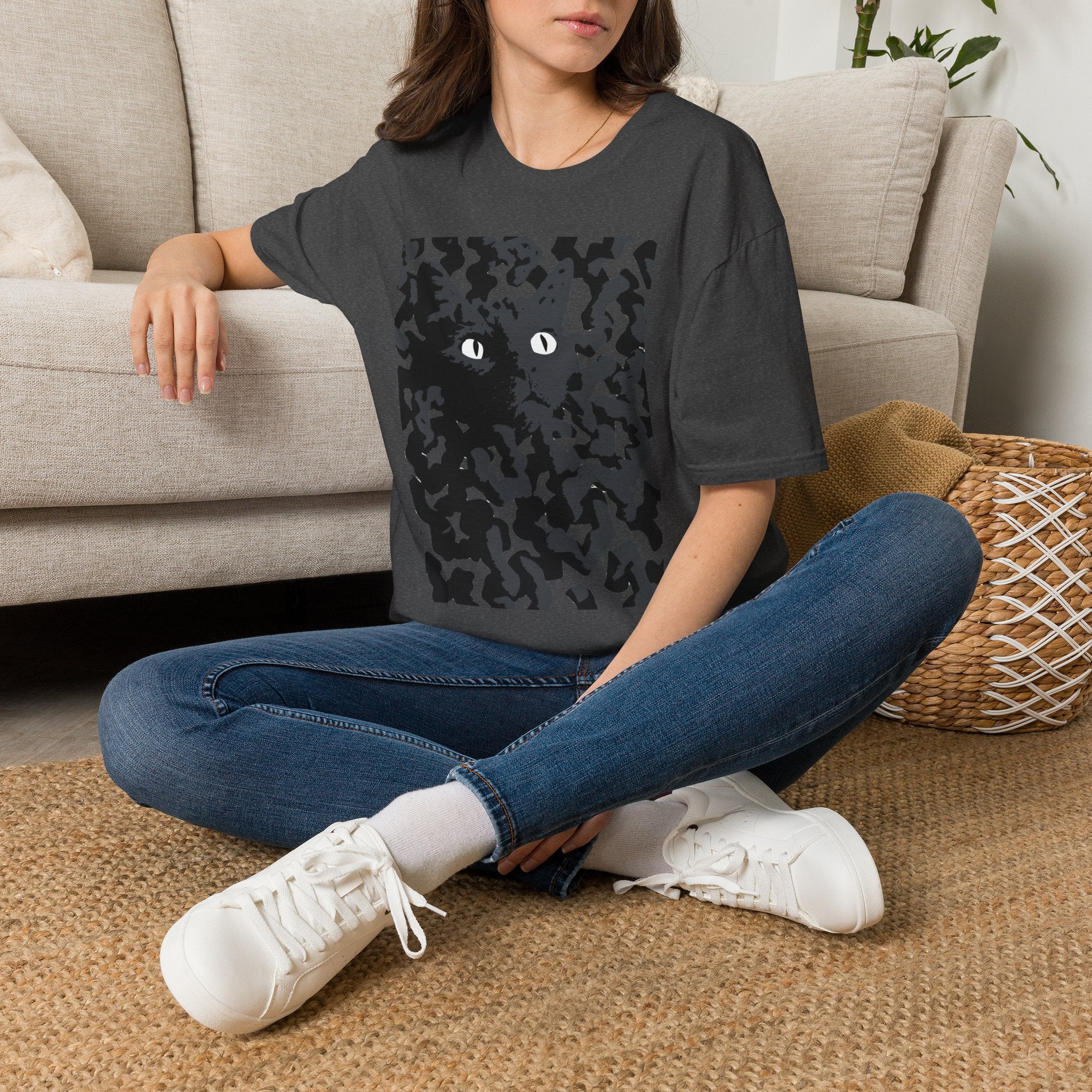 Black Cat Camouflage Graphic T‑Shirt