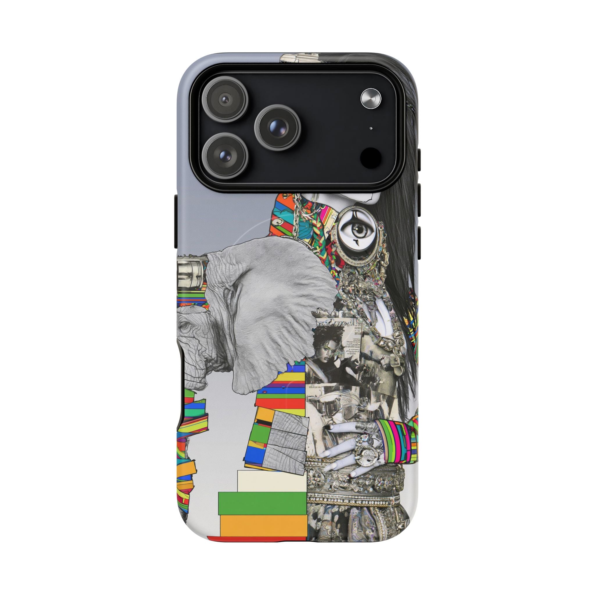 Artistic Elephant Collage Phone Case — Tough Magnetic Protective Cover