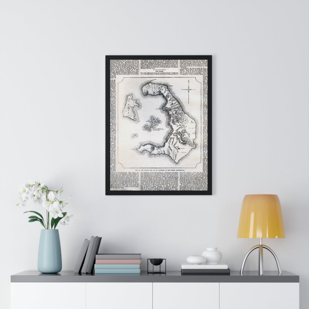 Antique Island Map Poster — Vintage Nautical Wall Art Print