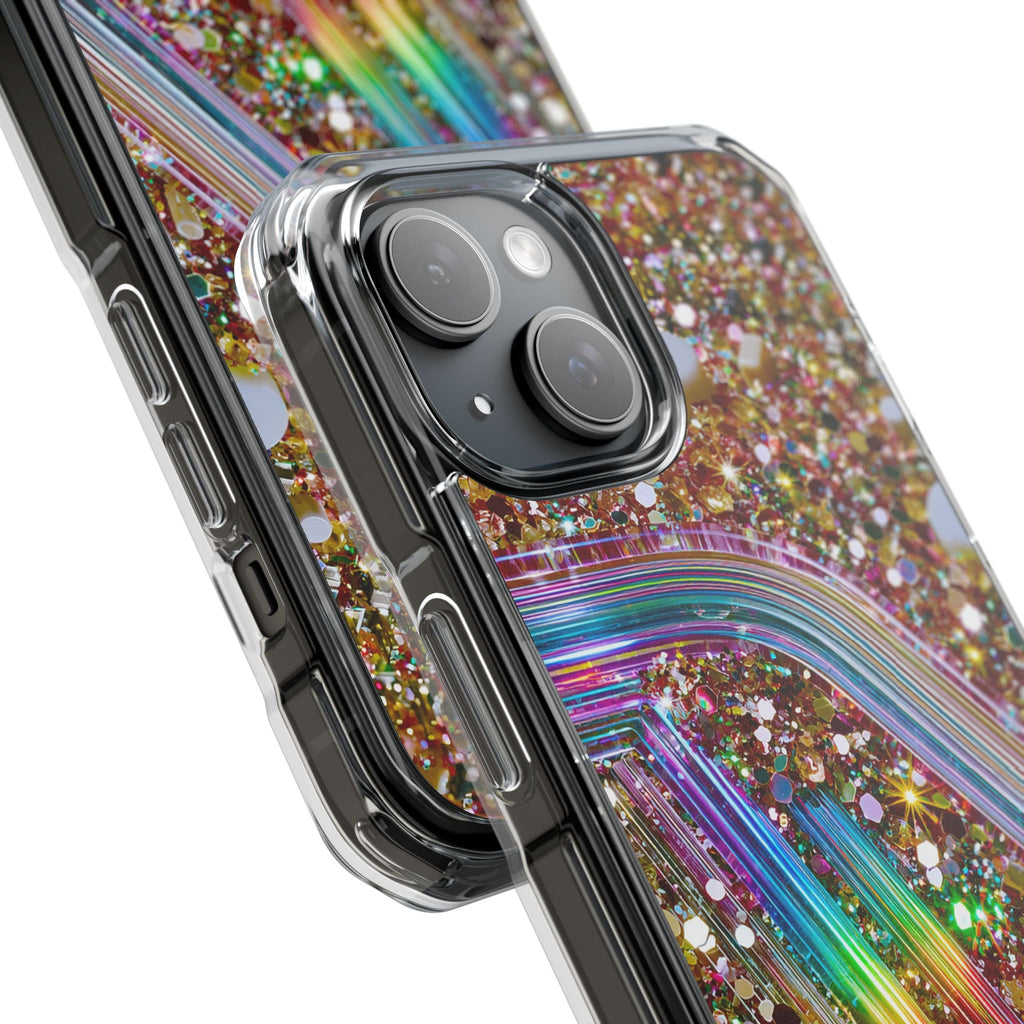 Glitter Rainbow Magnetic Clear Phone Case - Sparkle Impact Protection