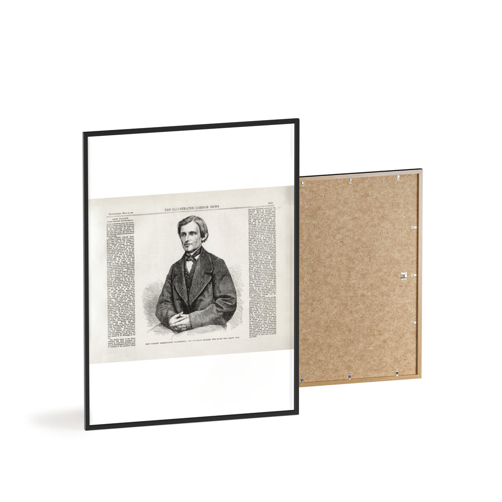 OSSIP IVANOFF, the peasant who saved the CZAR's Life. Vintage Illustrated Portrait Poster with Wooden Frame — Antique Newspaper Art Print