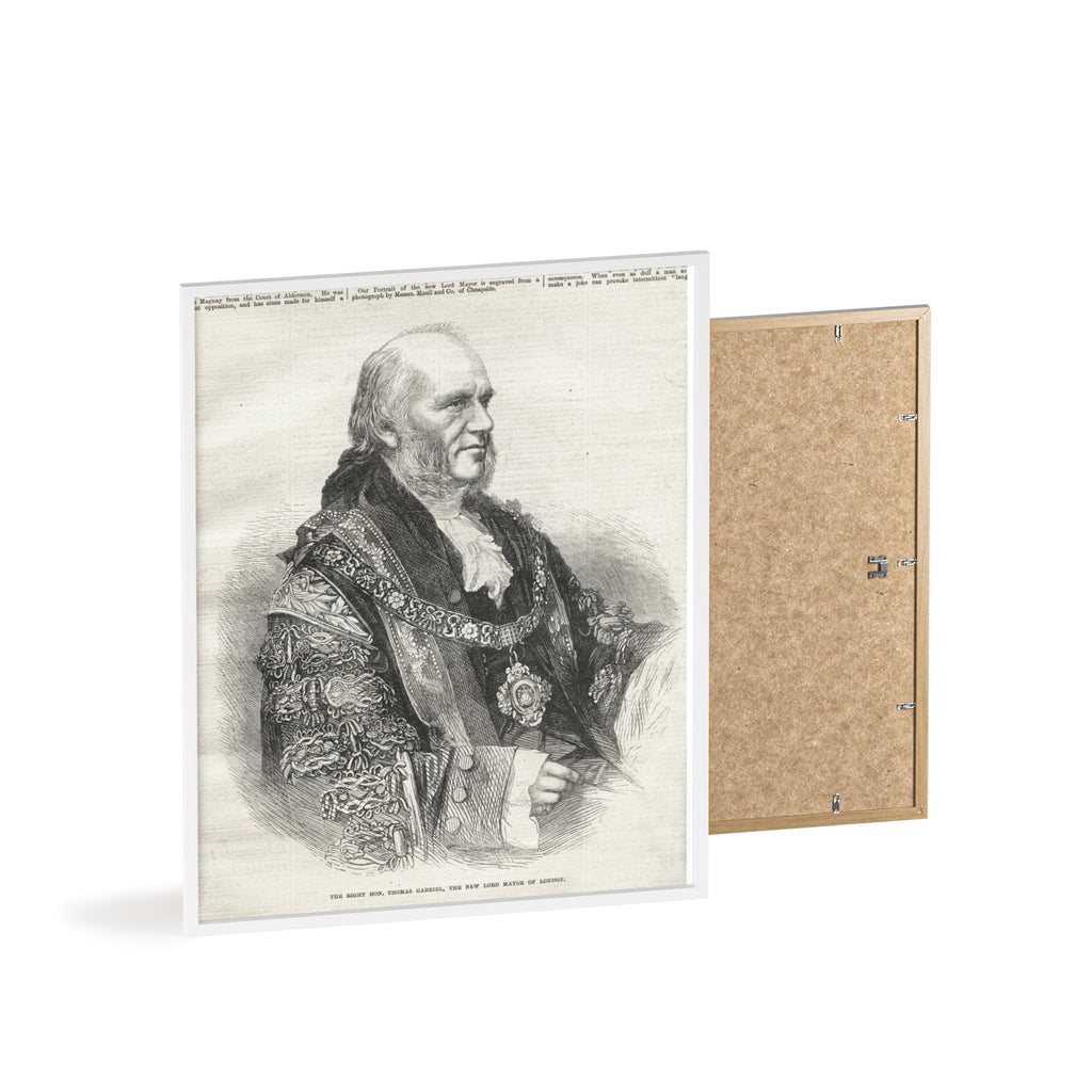 The Right Hon.Thomas Gabriel, the New Lord Mayor of London. Vintage Illustrated Statesman Poster with Black Wooden Frame