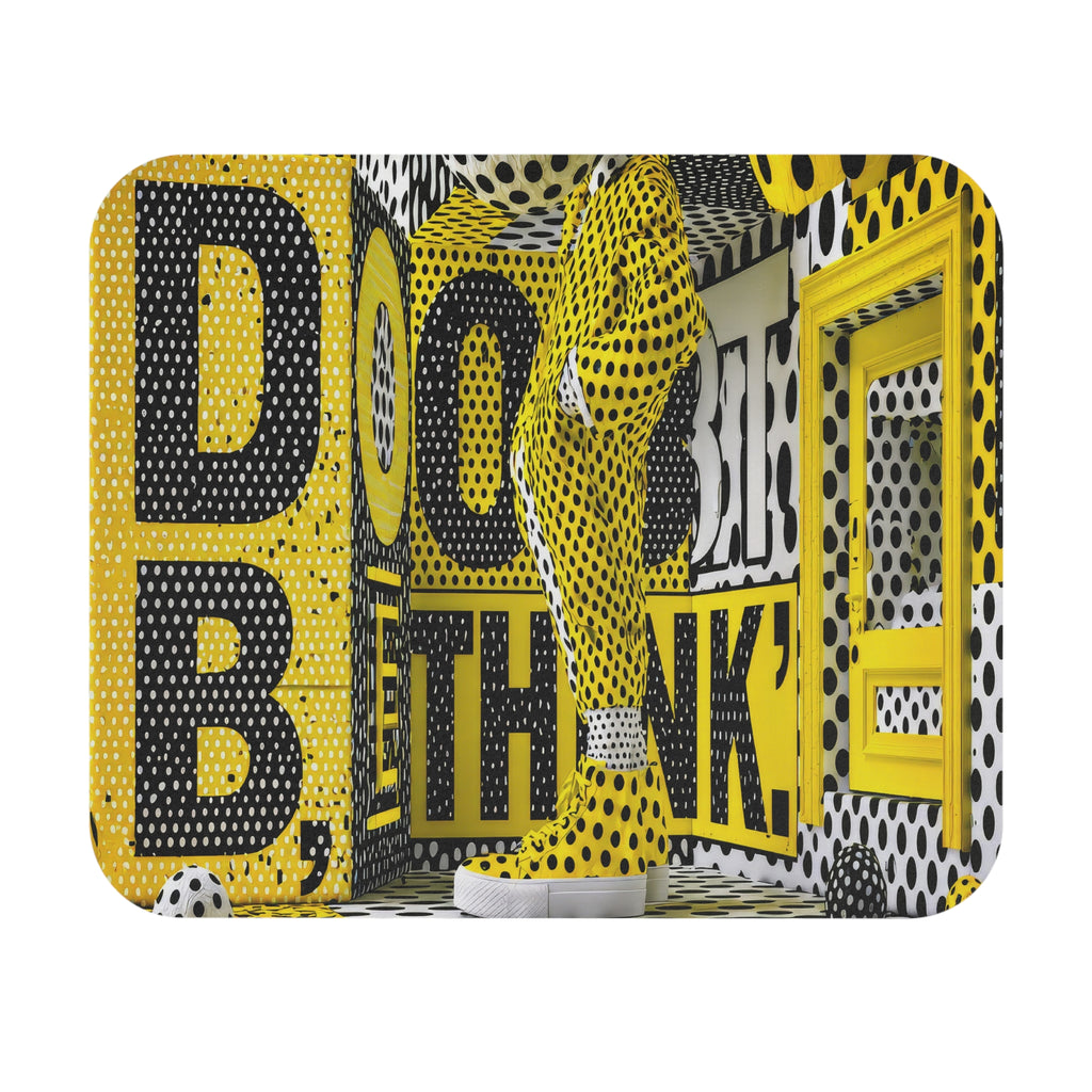 Do Both Bold Yellow & Black Dot Rectangle Mouse Pad — Graphic Desk Mat