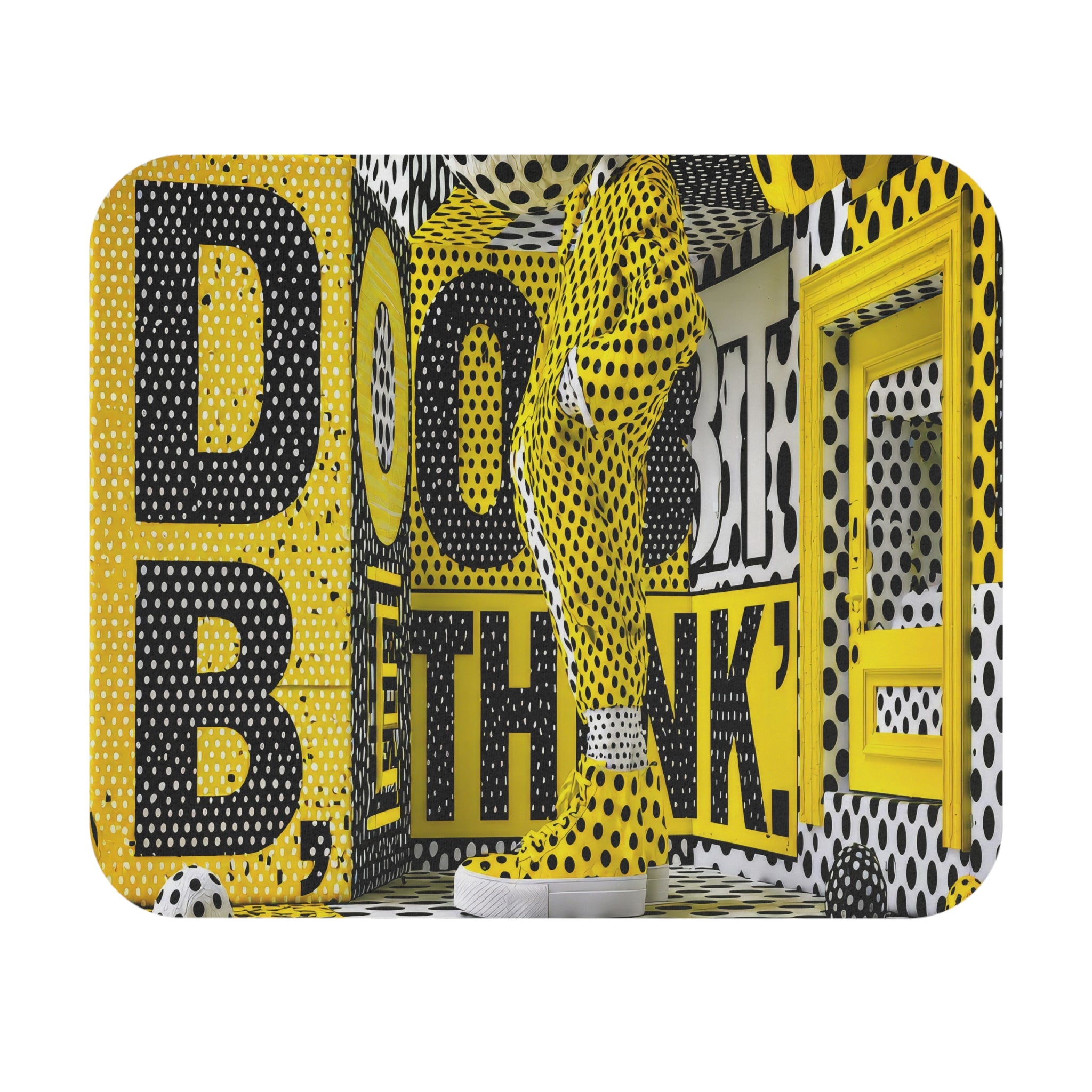 Do Both Bold Yellow & Black Dot Rectangle Mouse Pad — Graphic Desk Mat