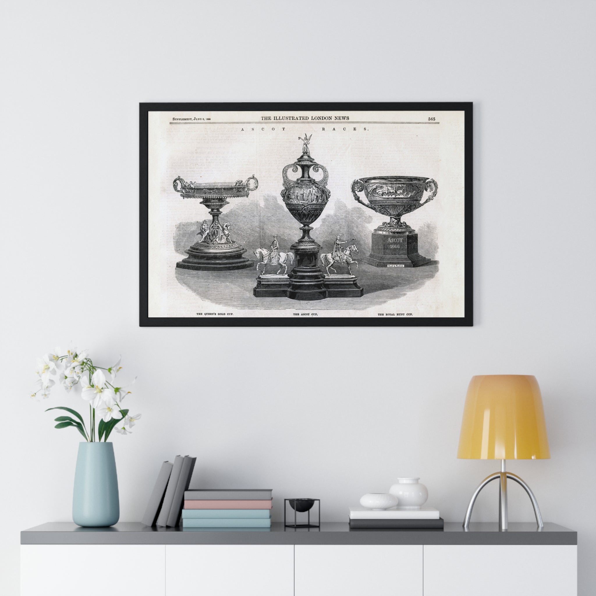 Framed Vintage Trophy Engraving Poster