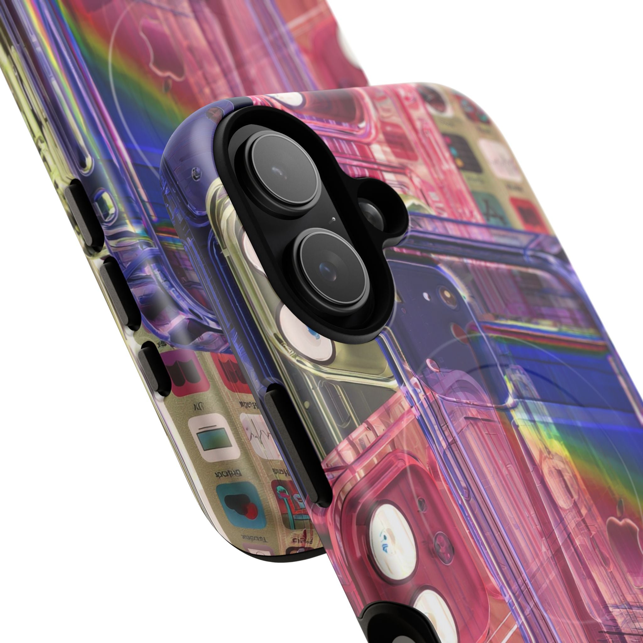 Phone Case — Retro Cassette & Rainbow Tough Magnetic Phone Case