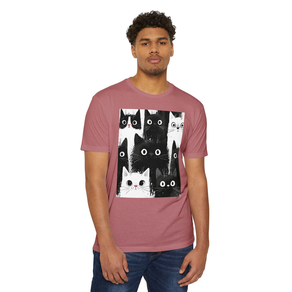 Cat Pack Graphic T-Shirt — Cute Black & White Cats Print