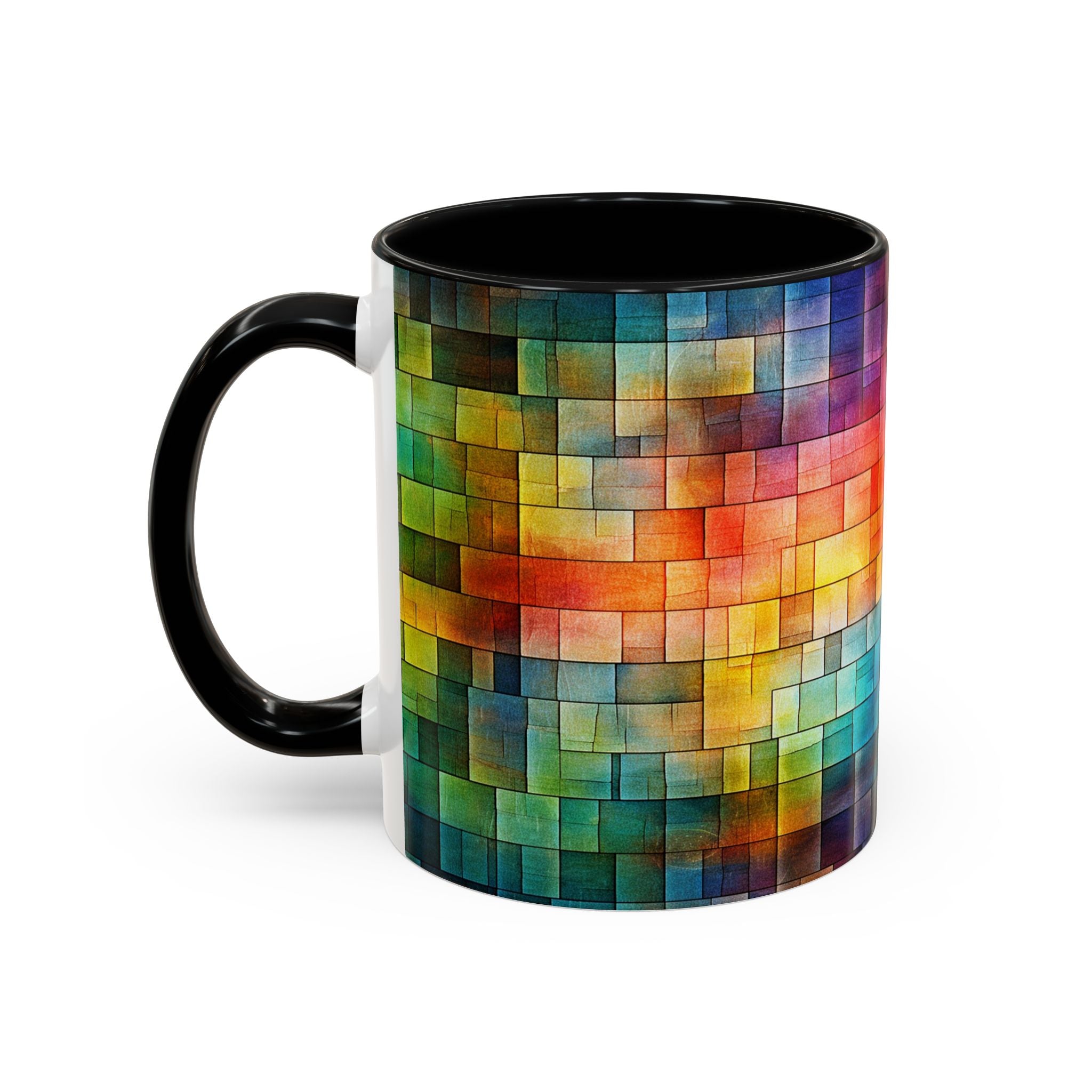 Colorful Mosaic Accent Coffee Mug - Vibrant Geometric Pattern (11/15 oz)
