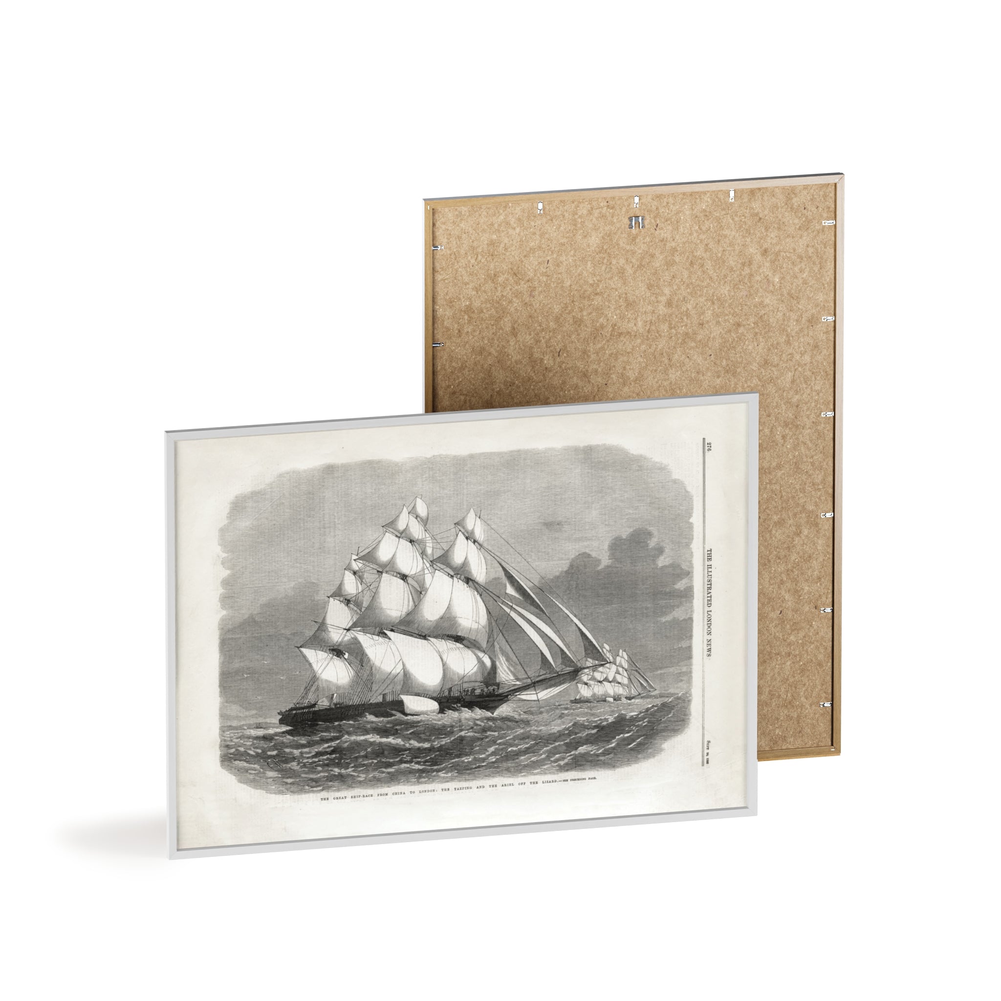 The Great Ship-Race from China to London. Vintage Sailing Ship Wall Poster with Wooden Frame – Nautical Marine Print