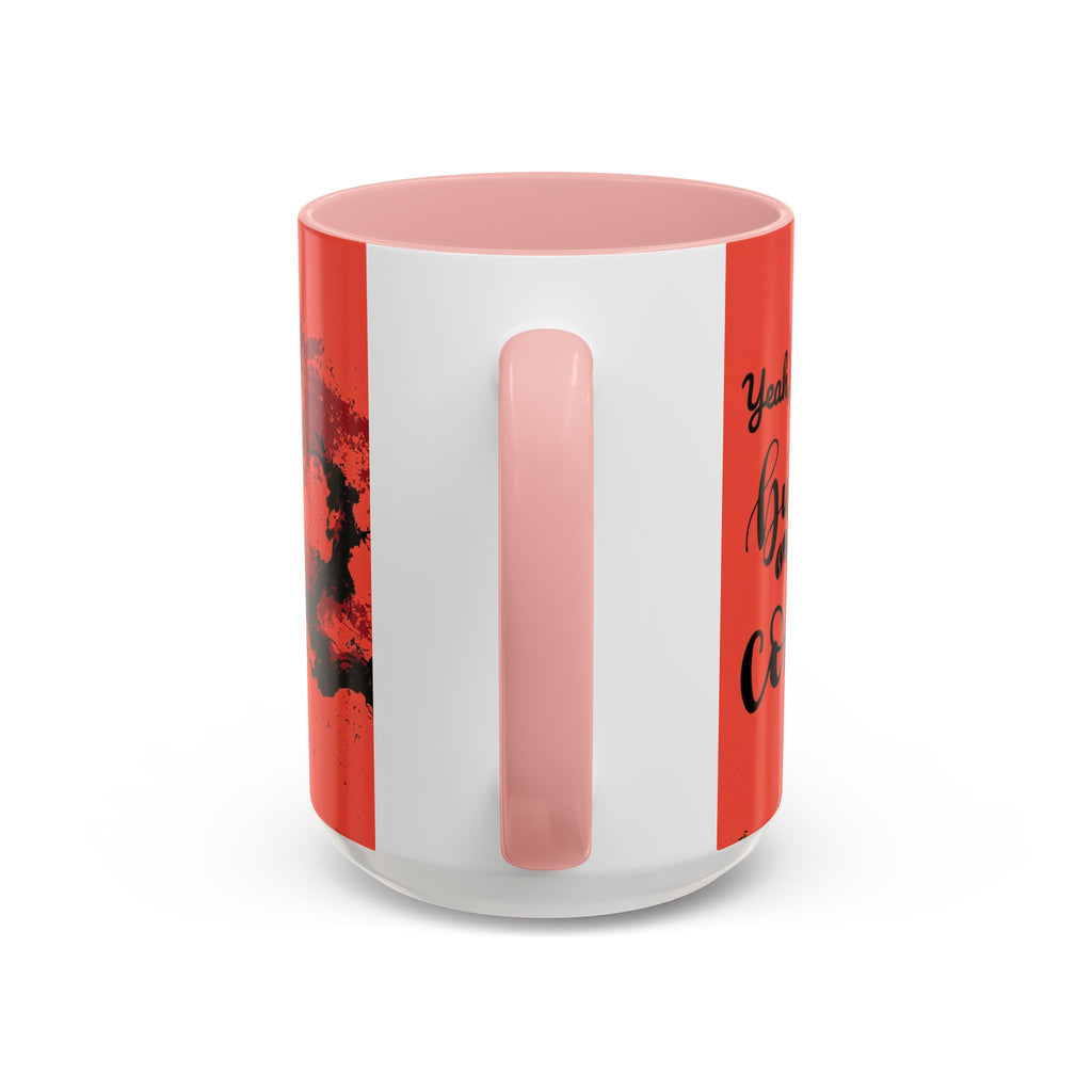 Red Coffee Mug - "Yeah, yeah, yeah ... First Coffee" Vintage Steam Design (11/15oz)