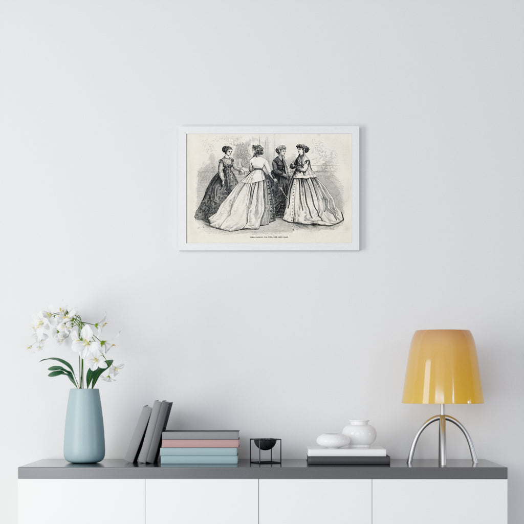 Vintage Fashion Print Framed Poster — Paris Fashion — 19th Century Ladies Illustration