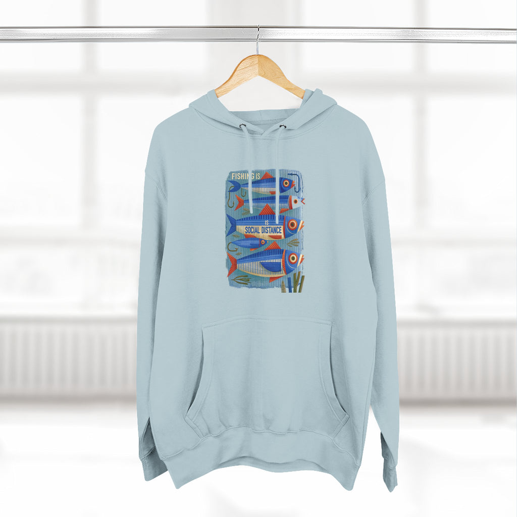 Retro Surfboard Graphic Hoodie — Three-Panel Fleece Pullover