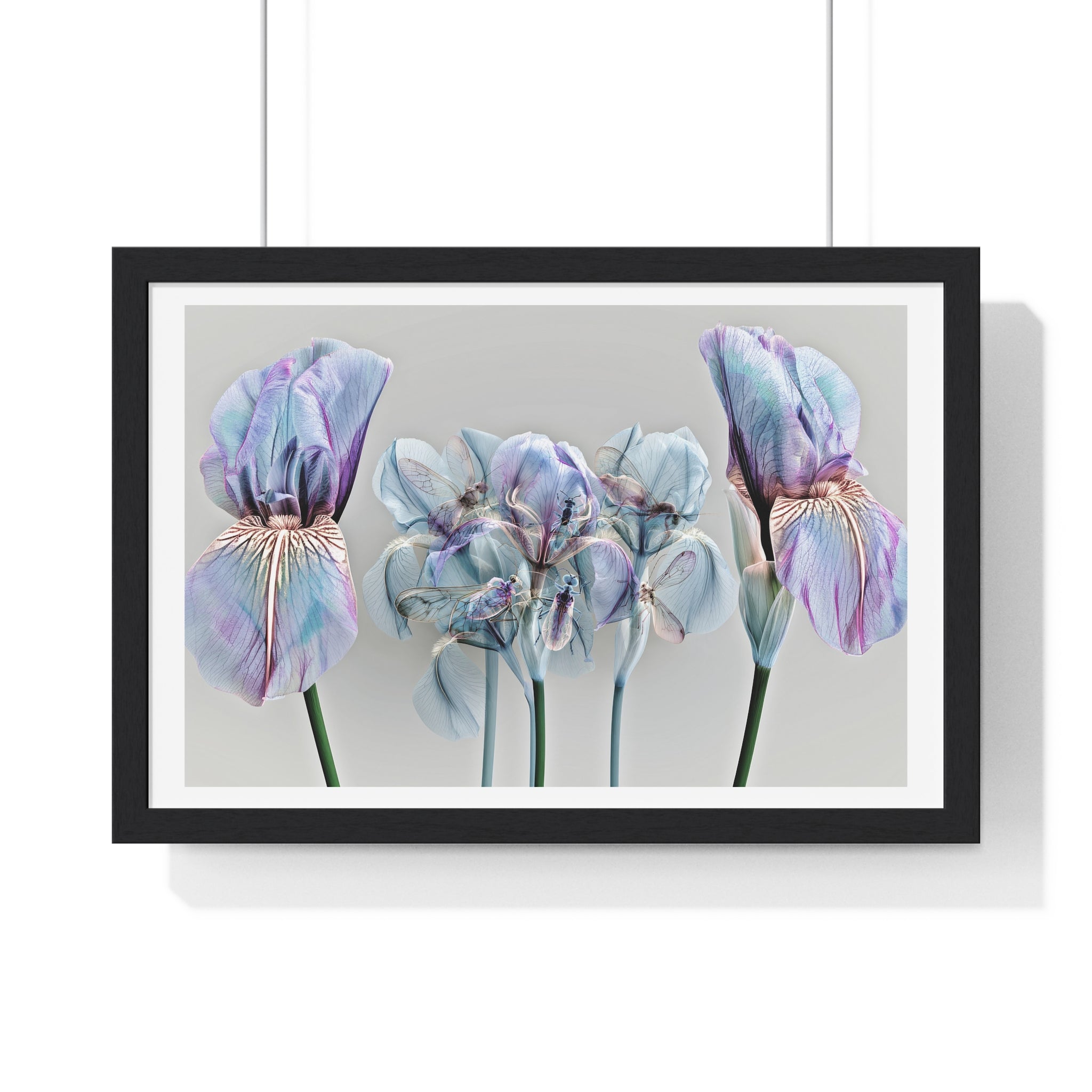 Iridescent Iris Floral Framed Poster — Horizontal Wall Art Print