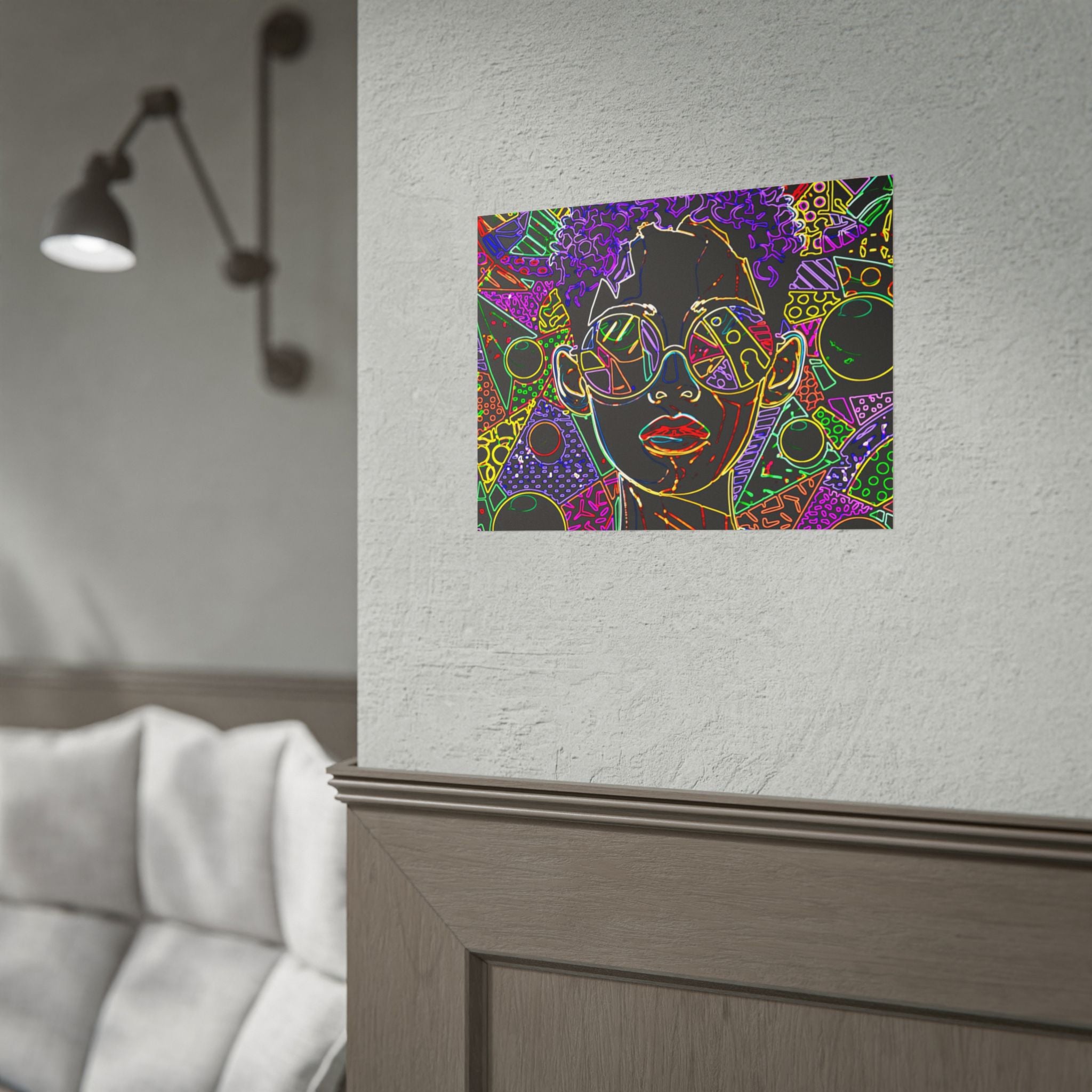 Afrofuturist Neon Portrait Poster