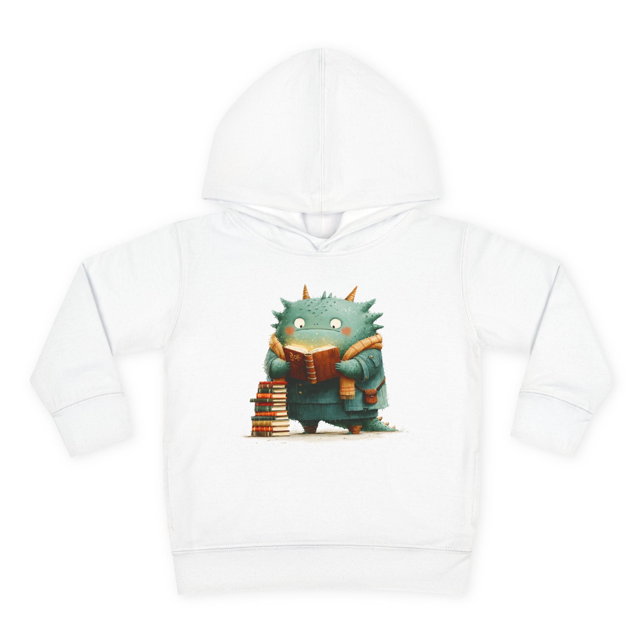 Toddler Hoodie — Cute Reading Monster Graphic Pullover