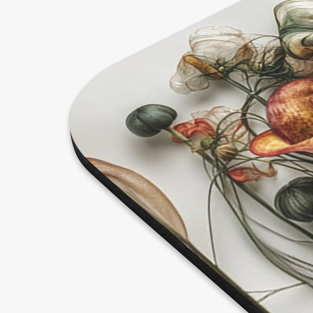 Floral Art Mouse Pad — Vintage Botanical Bloom Desk Mat