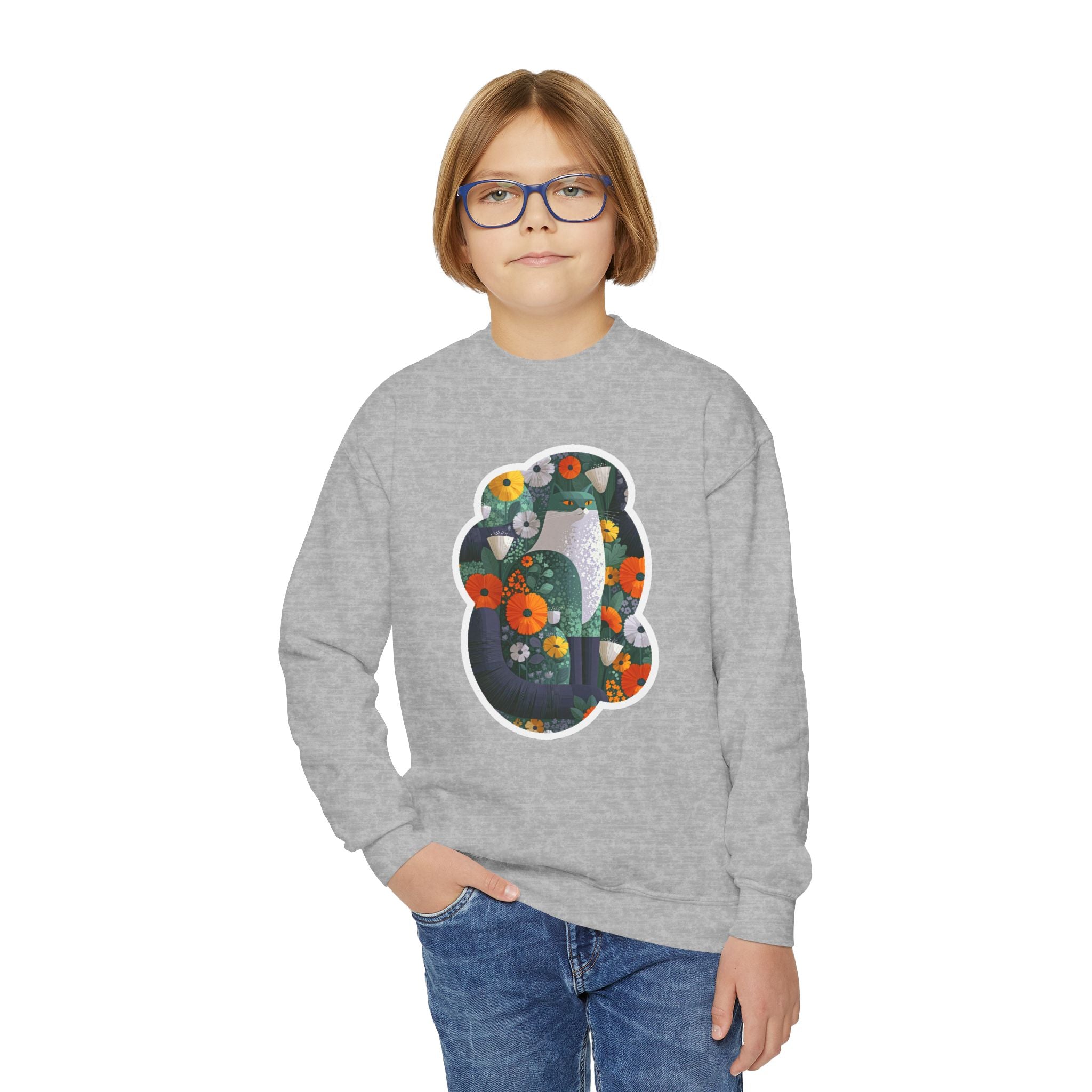 Youth Sweatshirt — Floral Number 8 Crewneck