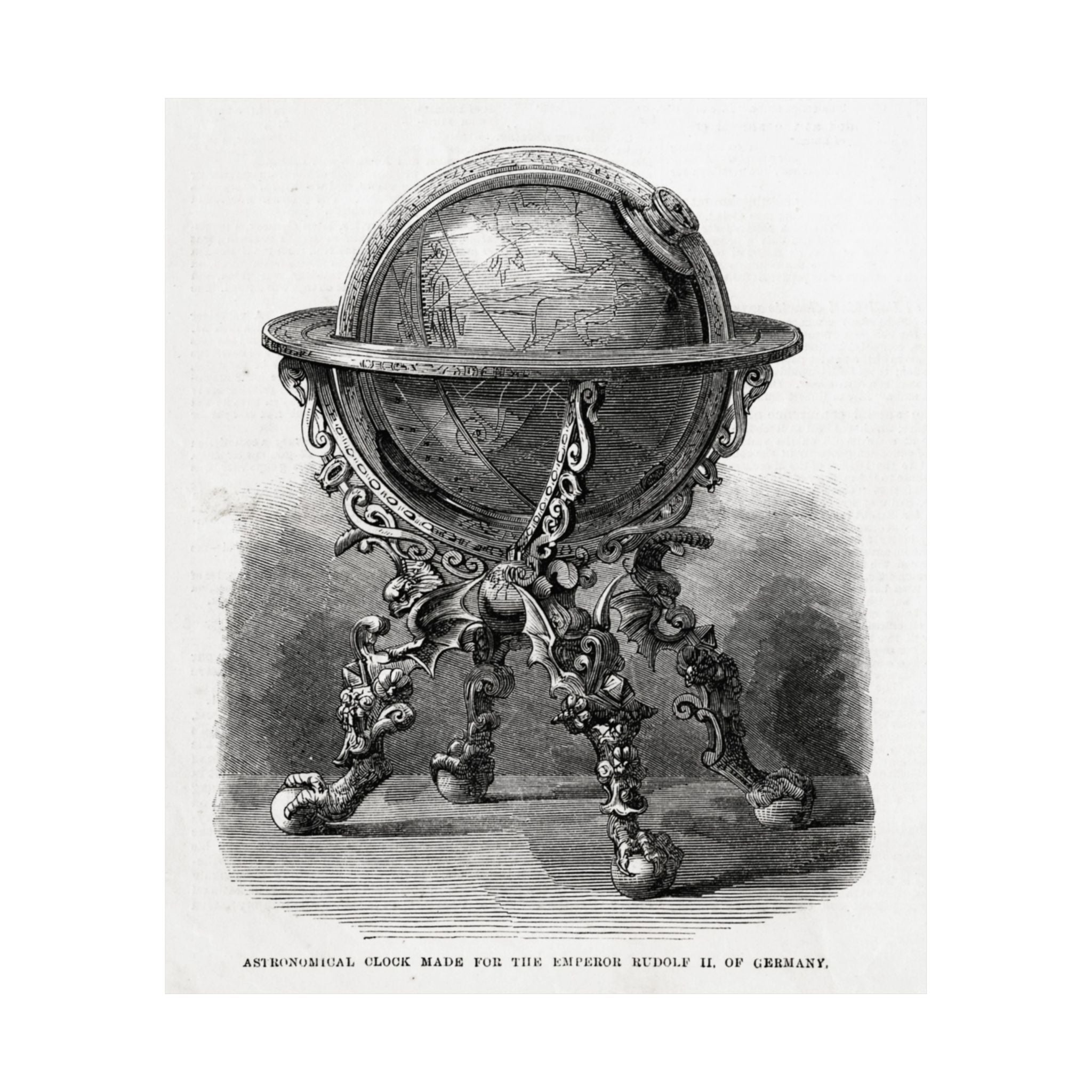 Antique Globe Illustration Matte Vertical Poster — Vintage Scientific Engraving Wall Art