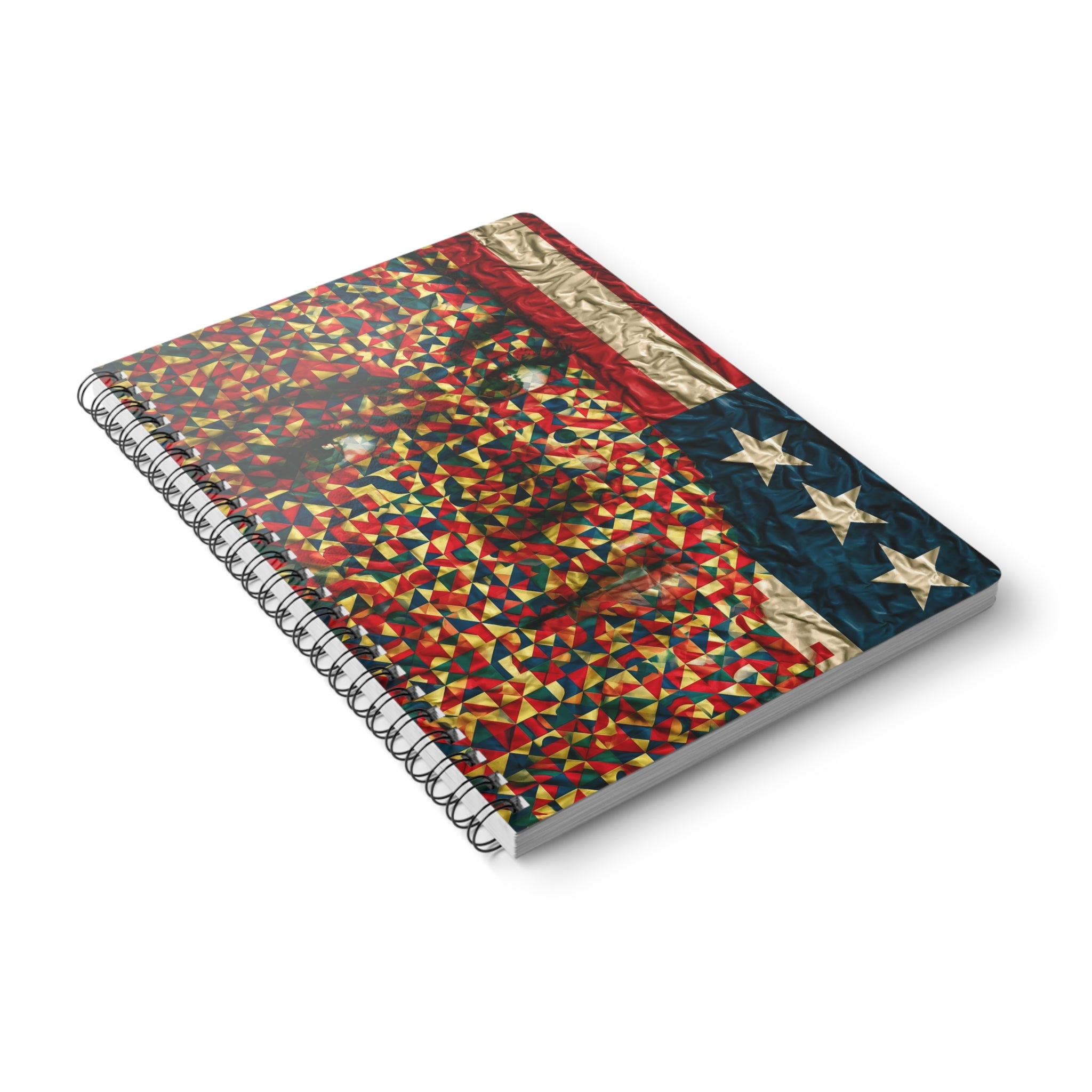 A5 Wirobound Notebook — Patriotic Mosaic Face Cover, Lined Journal
