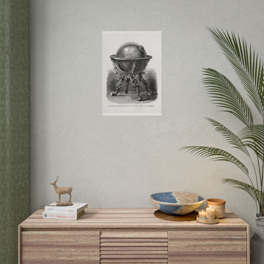 Antique Globe Illustration Rolled Poster — Vintage Scientific Print