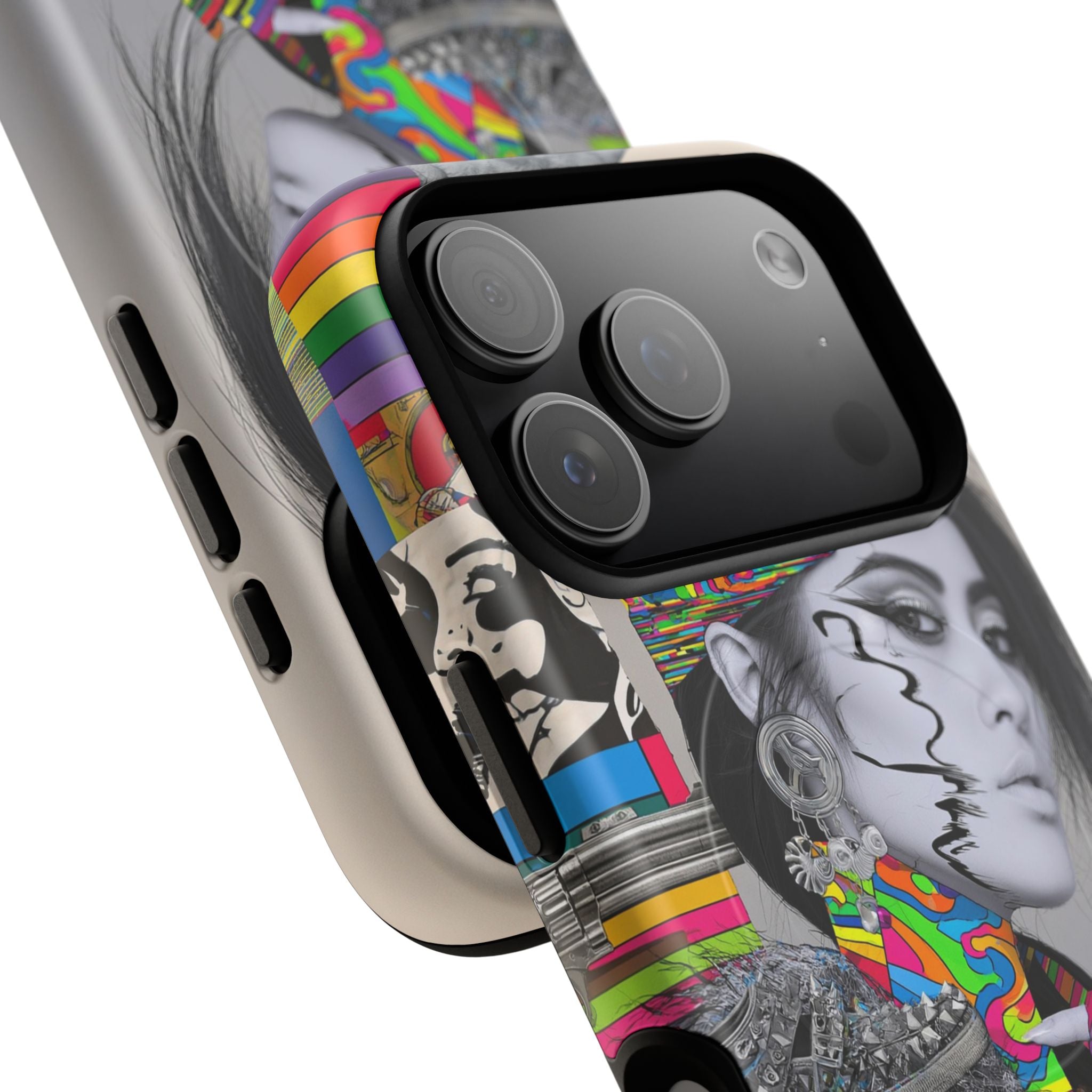 Phone Case - Colorful Glitch Portrait Tough Magnetic Case