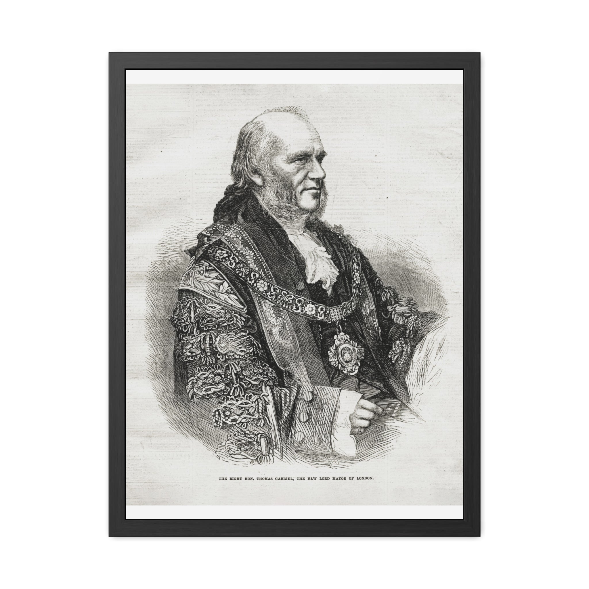 Framed Poster - Vintage Engraved Portrait Print (Antique Historical Decor)