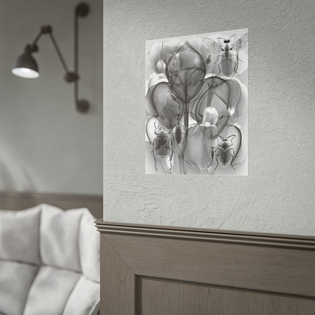 Orchid X-Ray Art Poster — Monochrome Floral Insect Wall Print