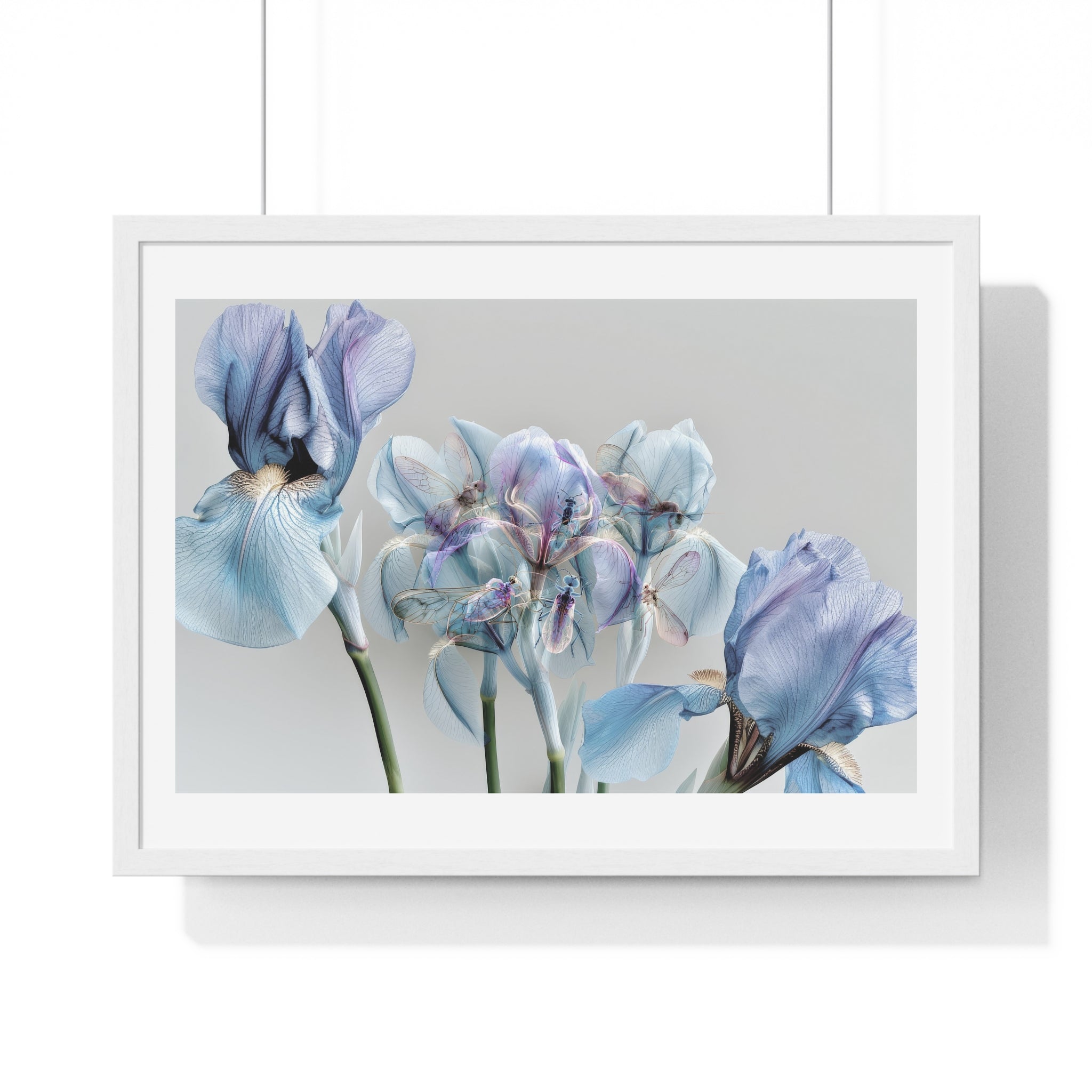 Blue Iris Floral Framed Poster — Botanical Wall Art Print