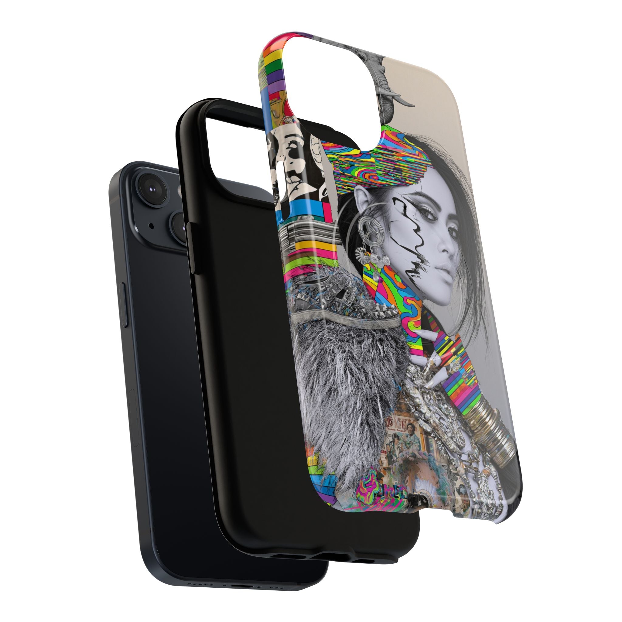 Phone Case - Colorful Glitch Portrait Tough Magnetic Case