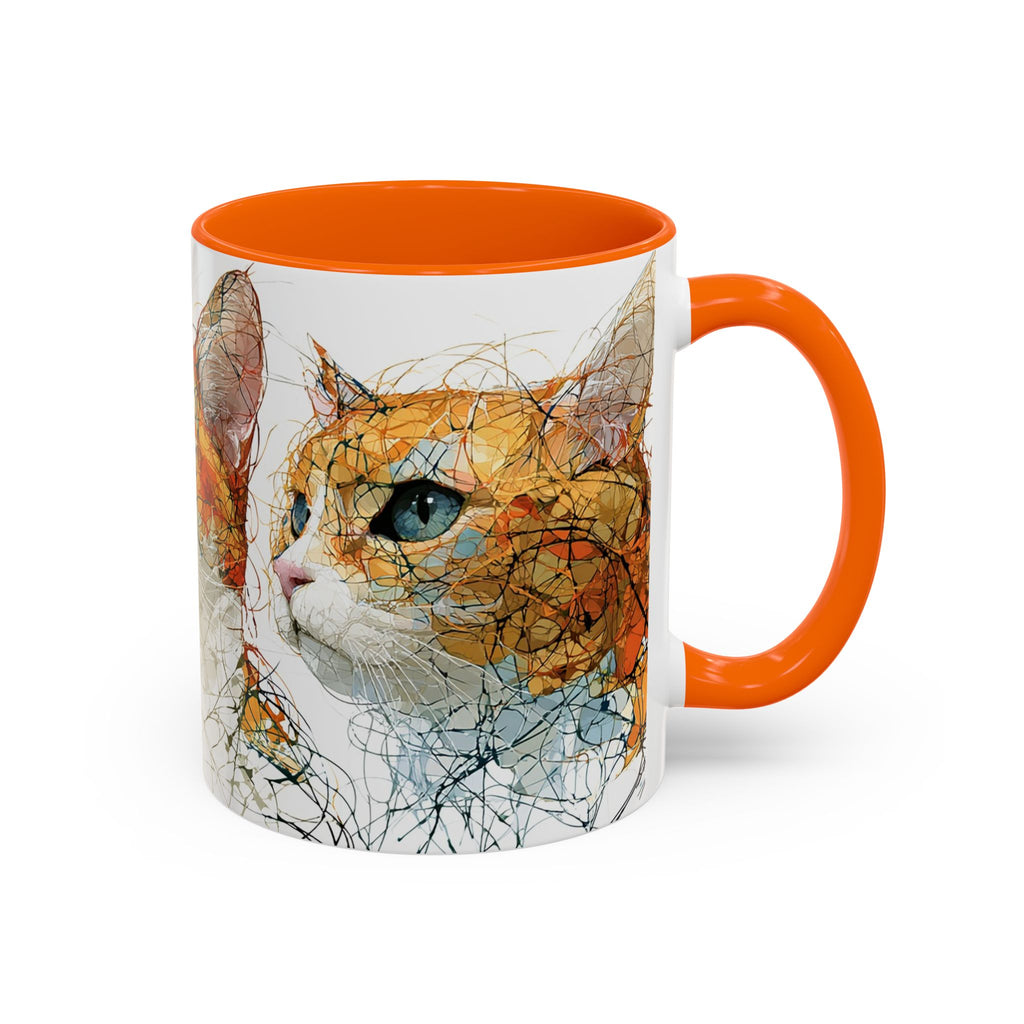 Artistic Orange Tabby Cat Accent Coffee Mug — 11/15oz