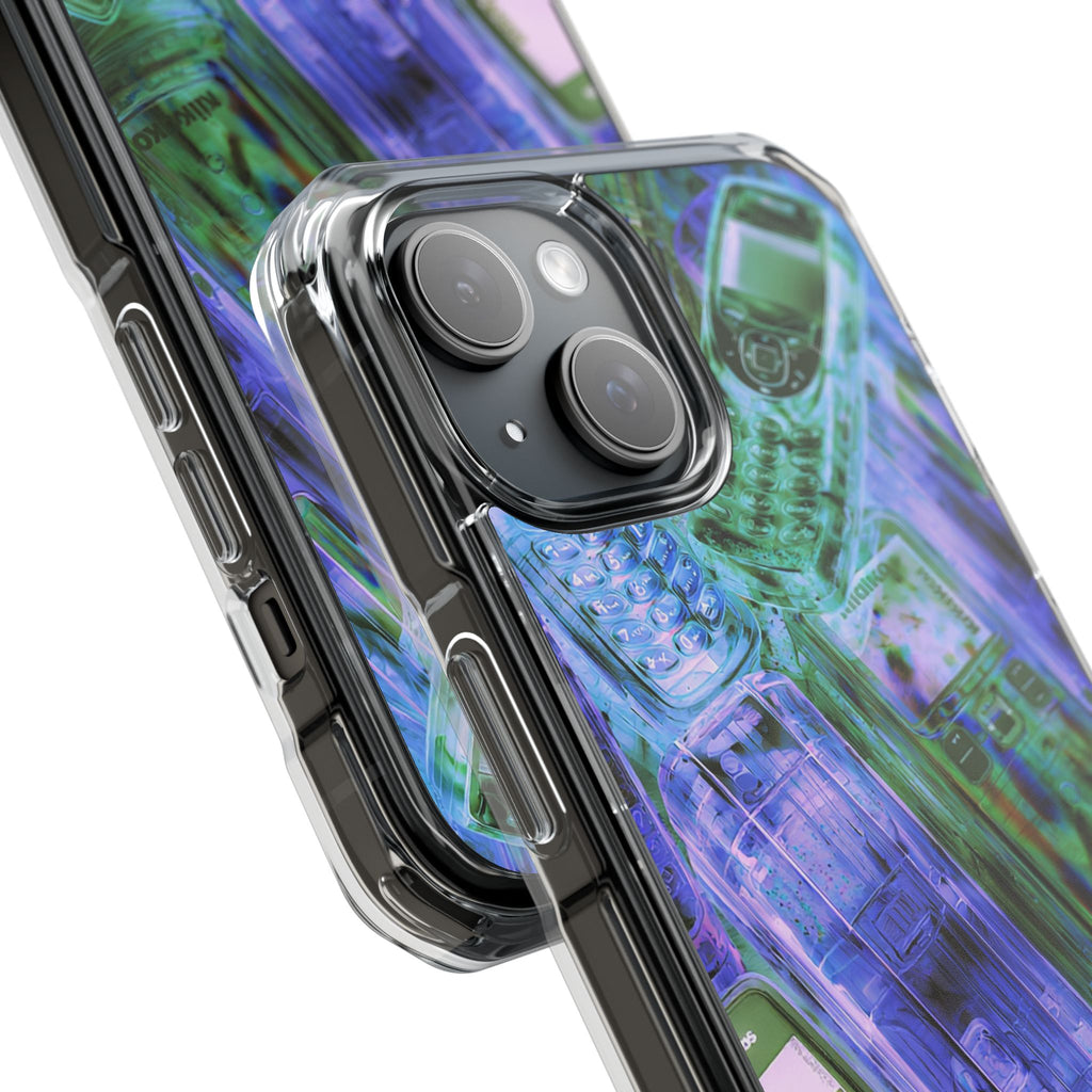 Clear Magnetic Phone Case — Retro Transparent Cellphone Pattern