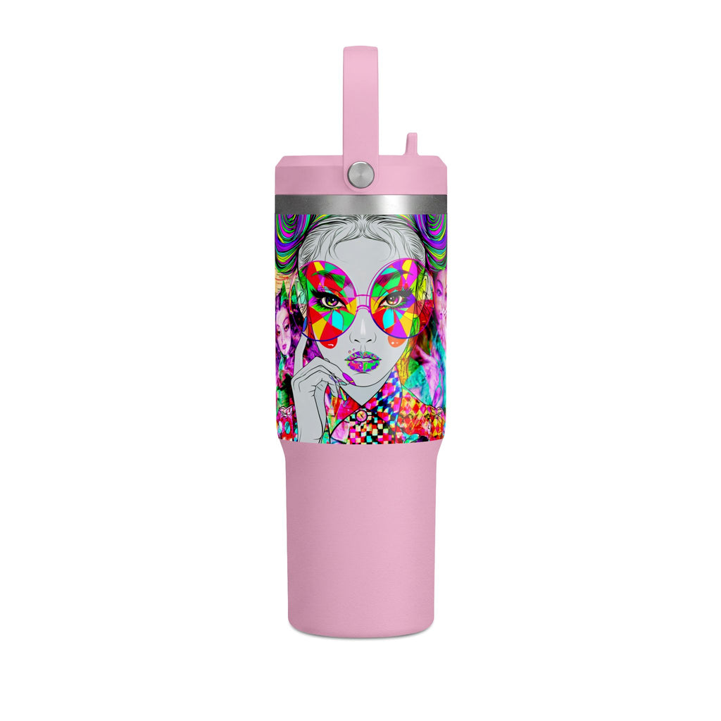 Colorful Pop Art Travel Tumbler – 32oz Nomad Insulated Cup with Retro Sunglasses Design